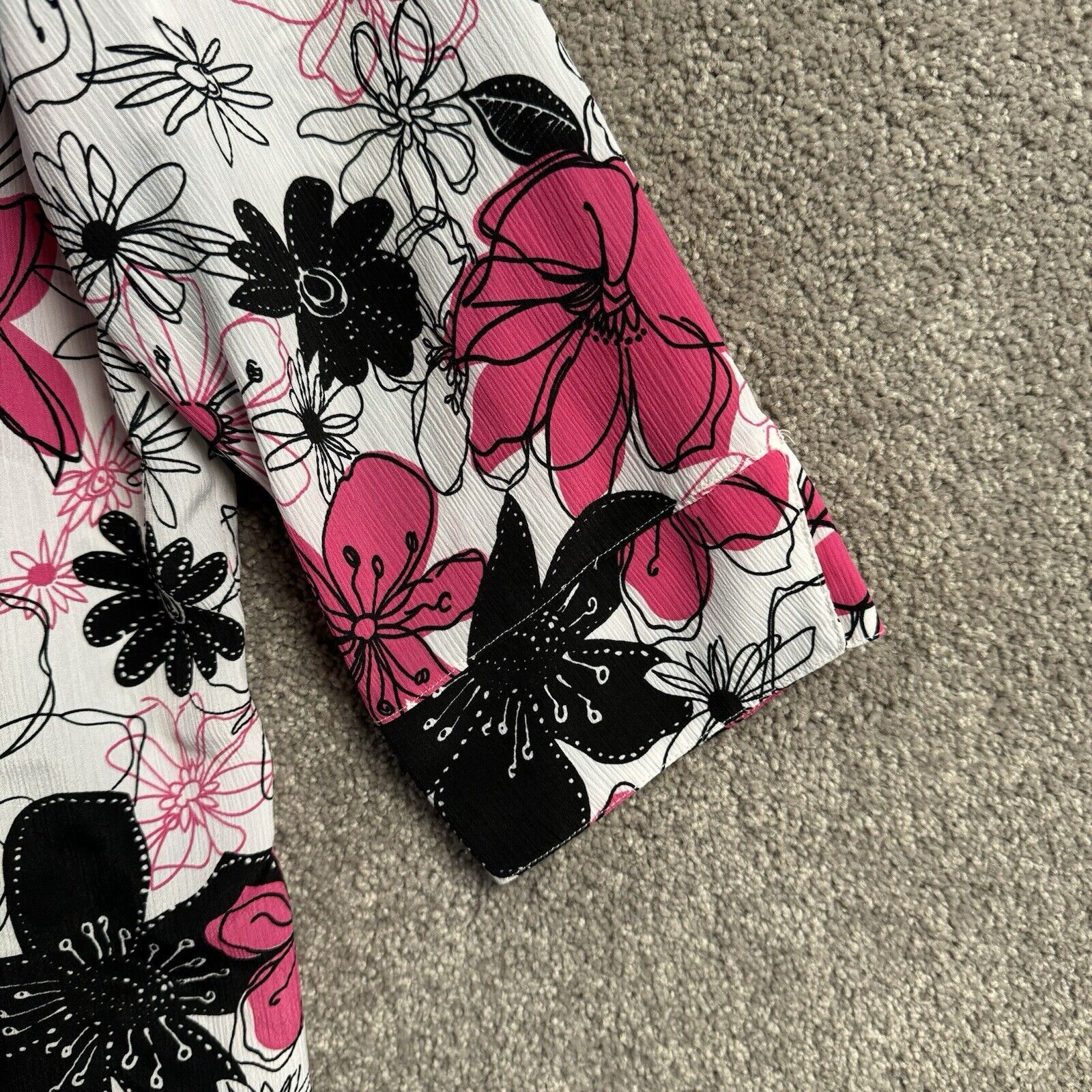 Other Vintage Nikki Blouse 14 Floral Bloomcore Hot Pink Flower Size XL / US 12-14 / IT 48-50 - 9 Thumbnail