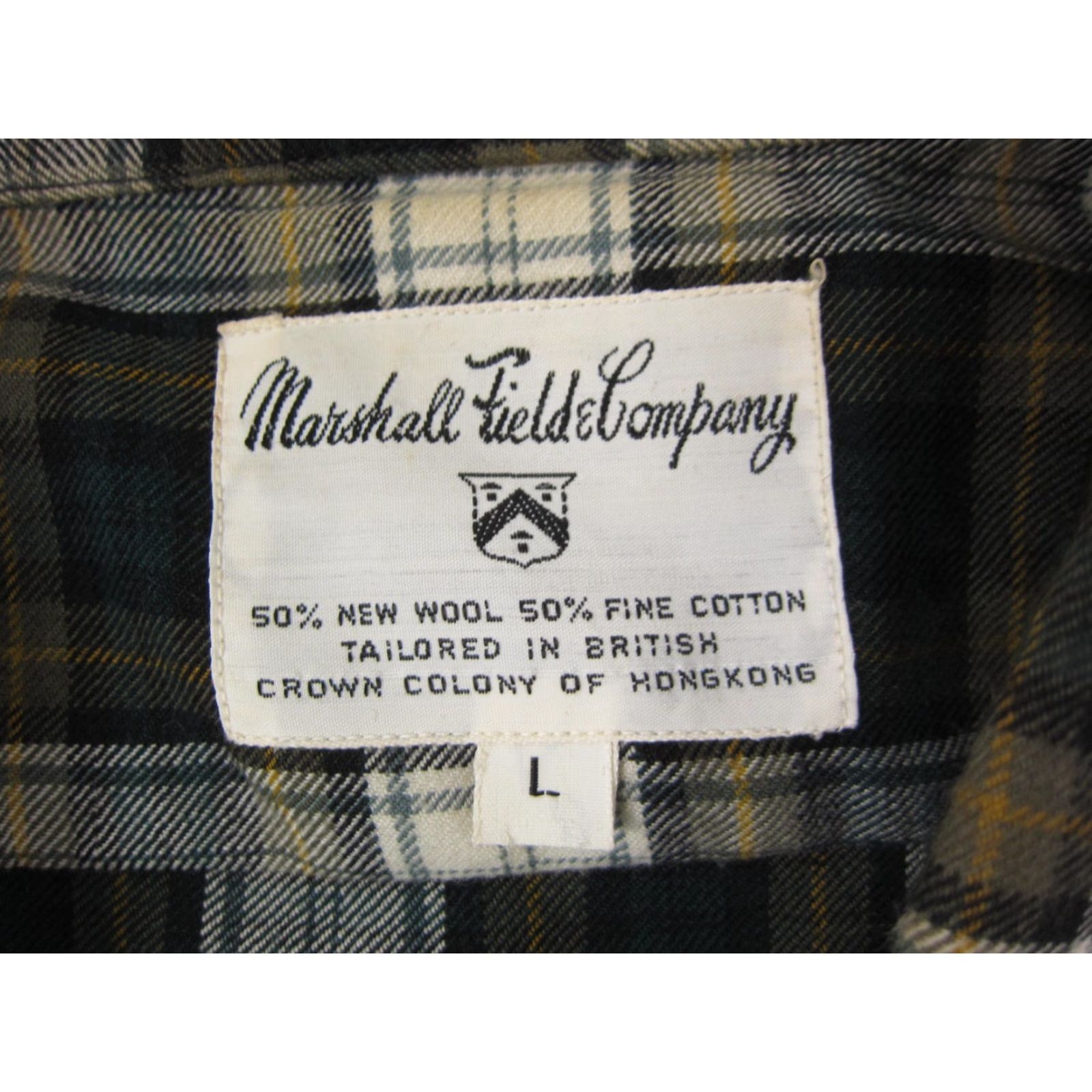 Vintage VINTAGE Marshall Field & Company Shirt Mens Large Green Plaid Wool Flannel Button-Up 60s 60s Outdoor Pockets Mens Size US L / EU 52-54 / 3 - 4 Thumbnail