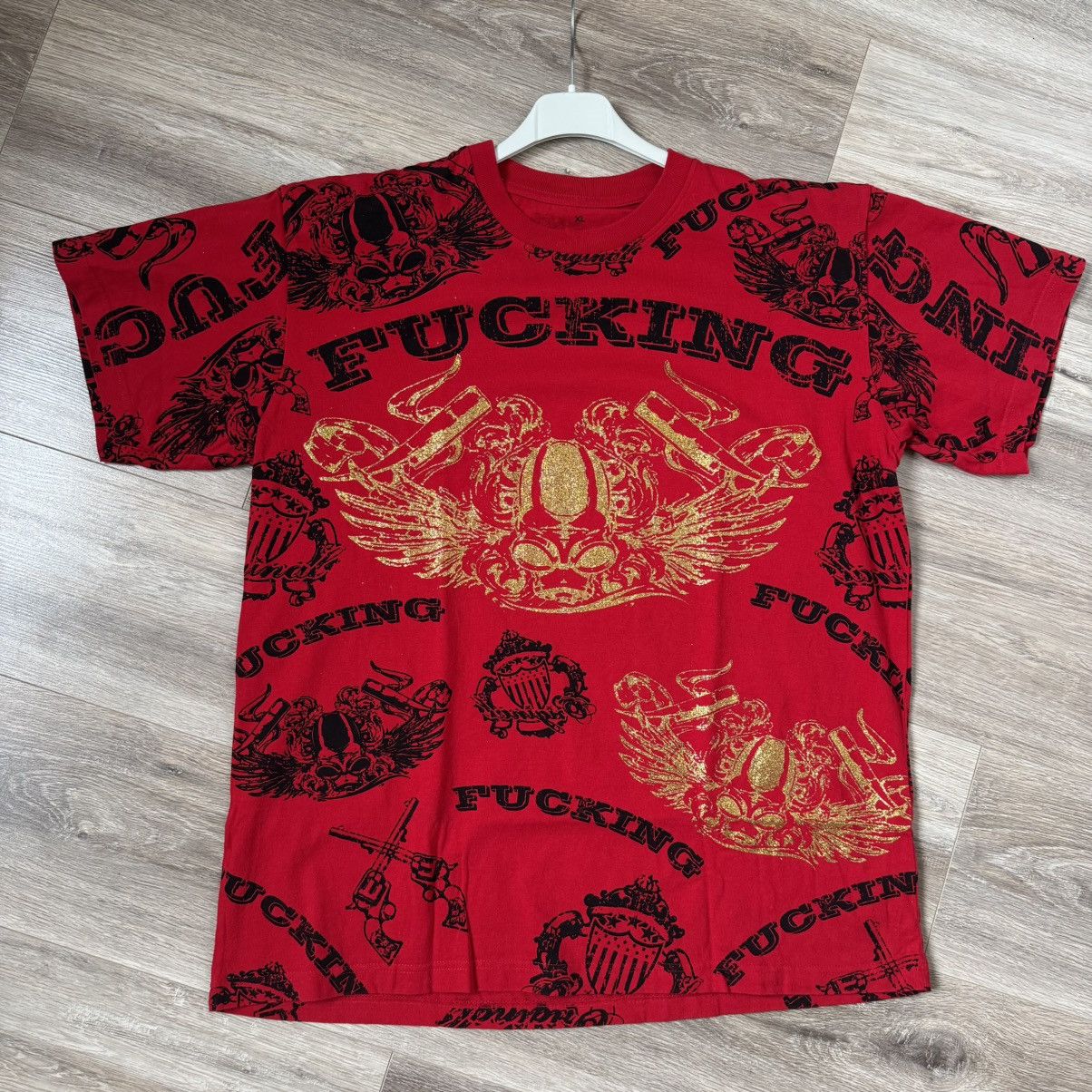 Affliction × Japanese Brand FU$KING Affliction Type Red T-shirt XL Fubu Rap Hip-hop Size US XL / EU 56 / 4 - 10 Thumbnail