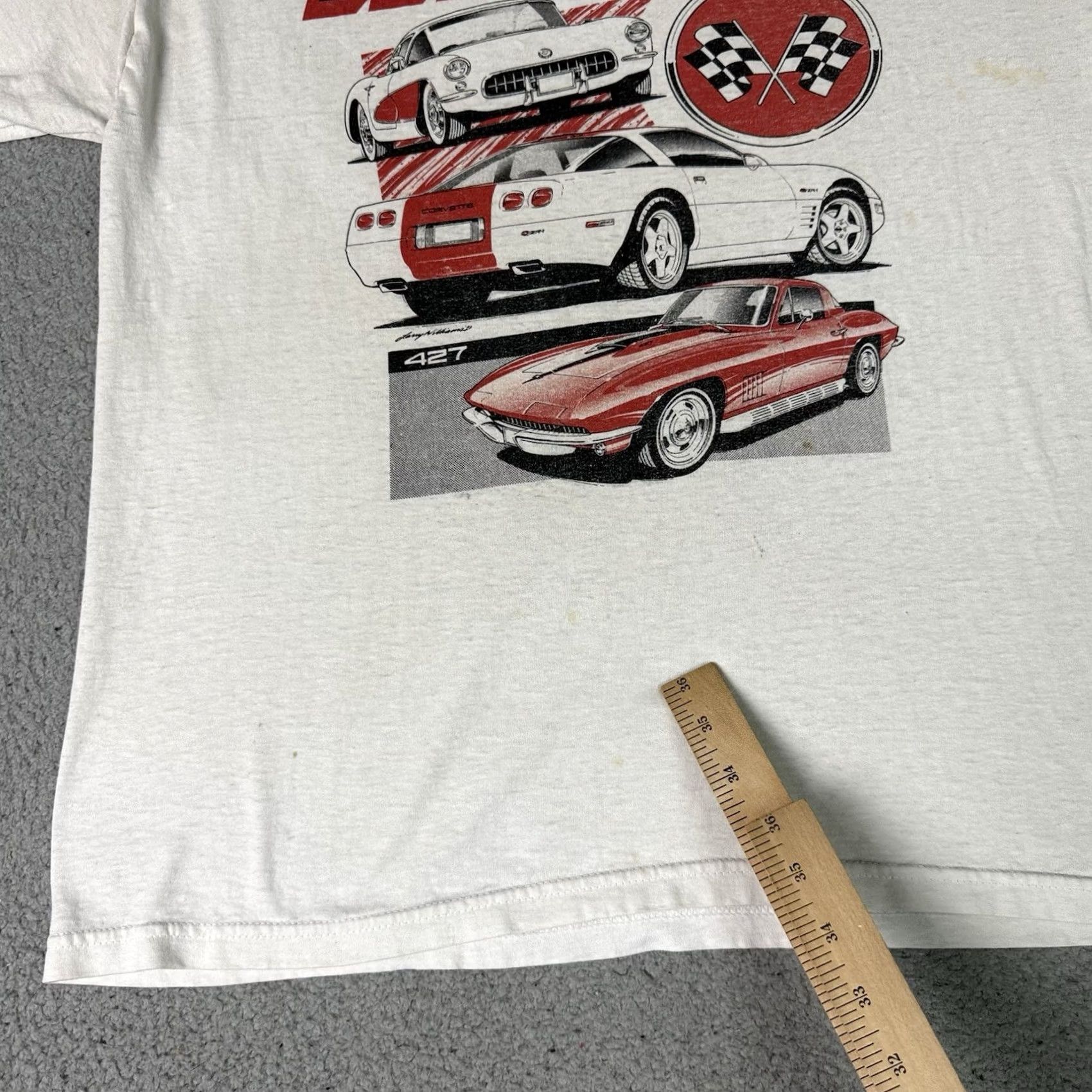 Hanes VINTAGE Corvette Shirt Mens L White 90s Cars Classic Tee Size US L / EU 52-54 / 3 - 7 Thumbnail