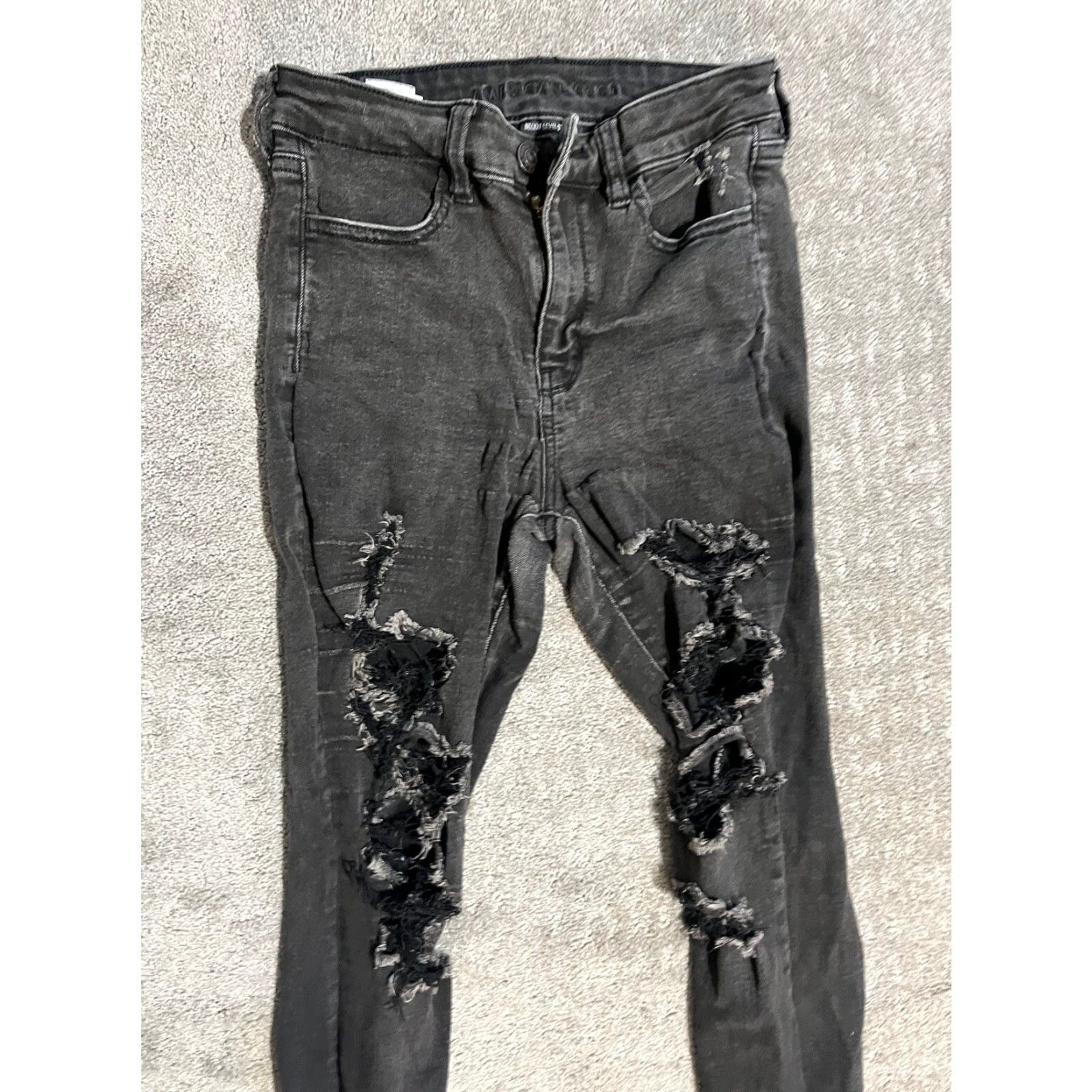 American Eagle Outfitters American Eagle Outfitters Jeans Women’s 4 Black High Rise Jegging Distressed Cotton Blend Size 27" / US 4 / IT 40 - 2 Thumbnail