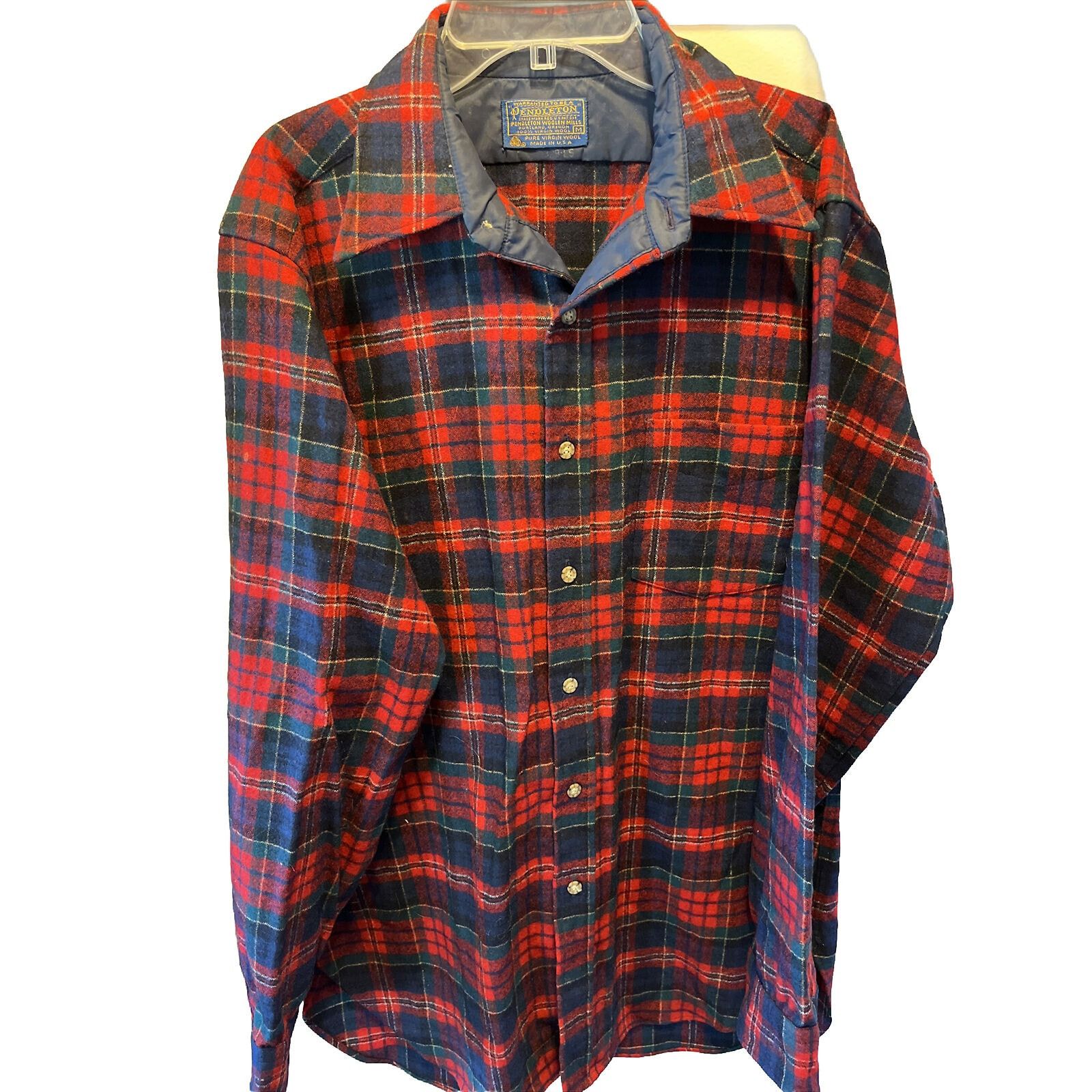 Pendleton Pendleton Vintage Men’s M Red Plaid LS Button Wool Flannel Size US M / EU 48-50 / 2 - 1 Thumbnail