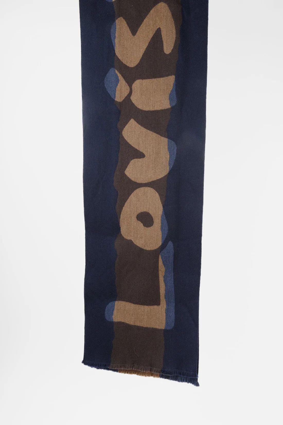 Louis Vuitton Louis Vuitton Navy Brown Letters Wool Scarf Size ONE SIZE - 3 Thumbnail