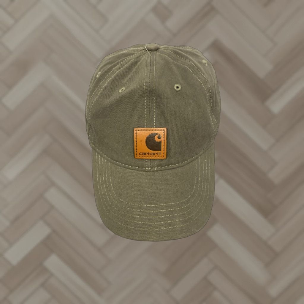 Carhartt CARHARTT Men's Canvas Cap Dusty Olive Green OSFA Velcro Hat Size ONE SIZE - 1 Thumbnail
