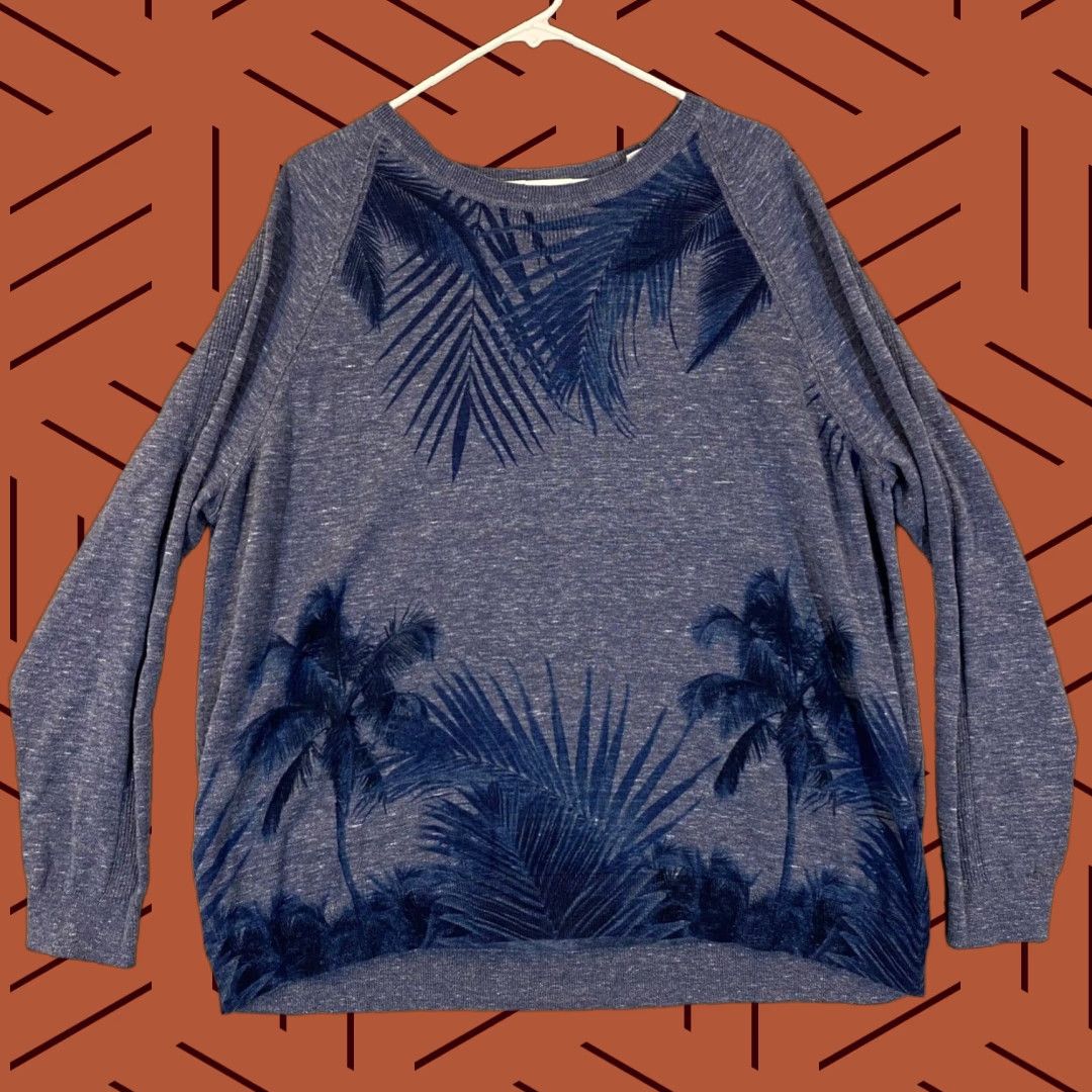 Tommy Bahama Tommy Bahama Sweater Mens XL Blue Floral Pullover Crewneck Knit Long Sleeve Classic Outdoor Mens Size US XL / EU 56 / 4 - 1 Thumbnail