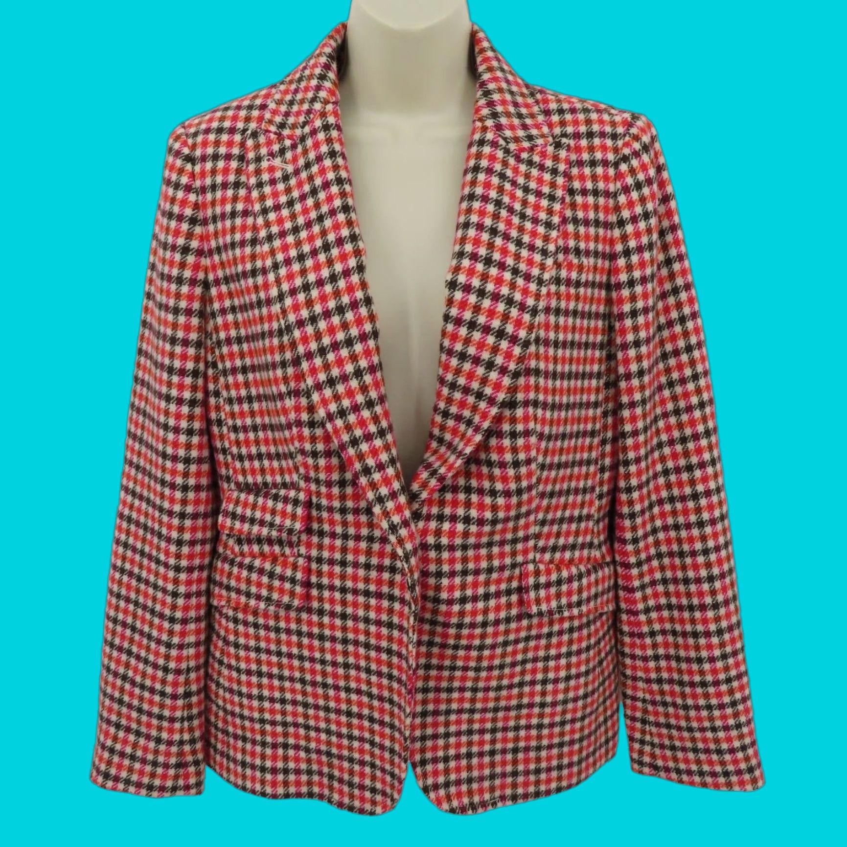 Talbots Talbots Blazer Jacket Coat Womens 8 Houndstooth Button Wool Blend Multicolor Fall Spring Summer Winter Regular Women’s Coat/Blazer Size M / US 6-8 / IT 42-44 - 1 Thumbnail