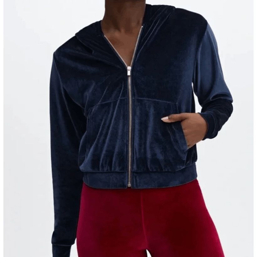 Kanye West Fabletics NWT Donna Velour Hoodie in Navy Blue, Size Small, Size S / US 4 / IT 40 - 1 Thumbnail