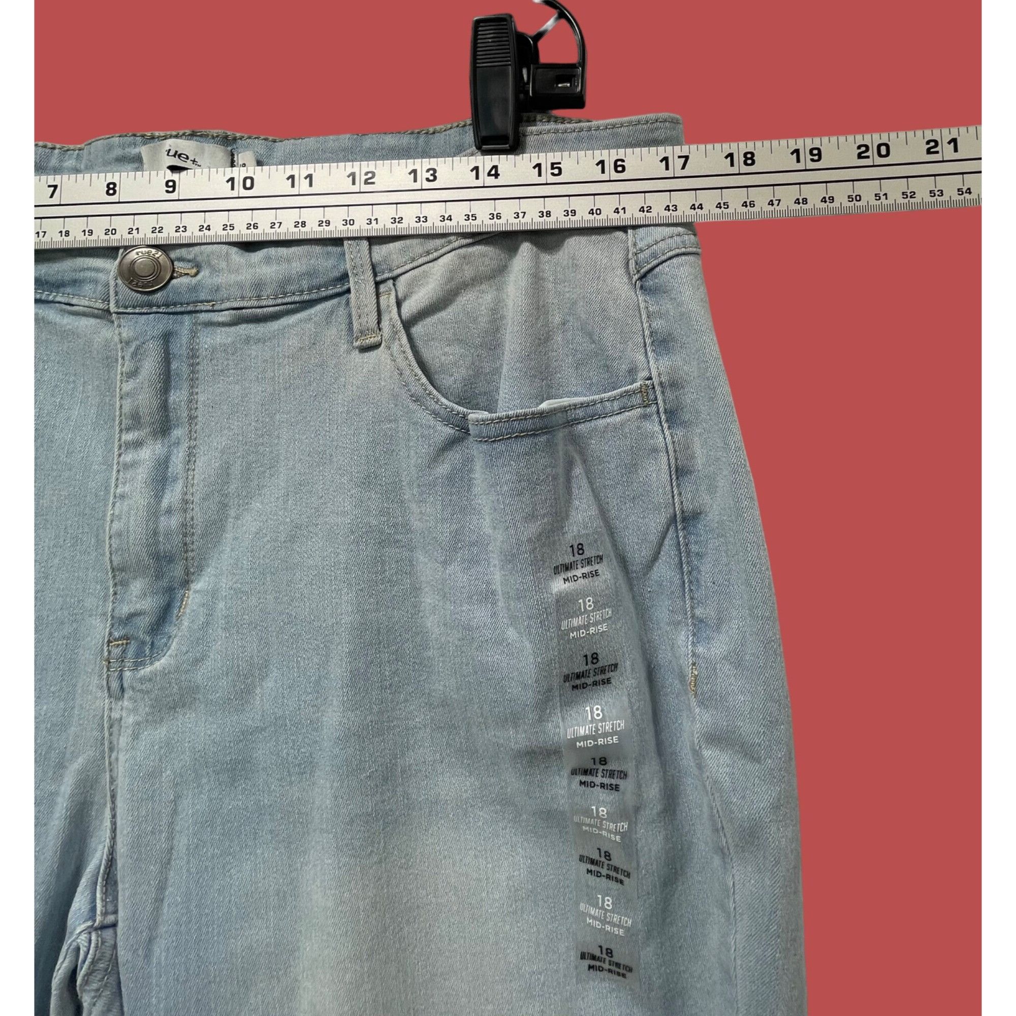 Other Rue + - Women's Ultimate Stretch Mid-Rise Jeans - Light Blue Size 40" / US 18 - 3 Thumbnail