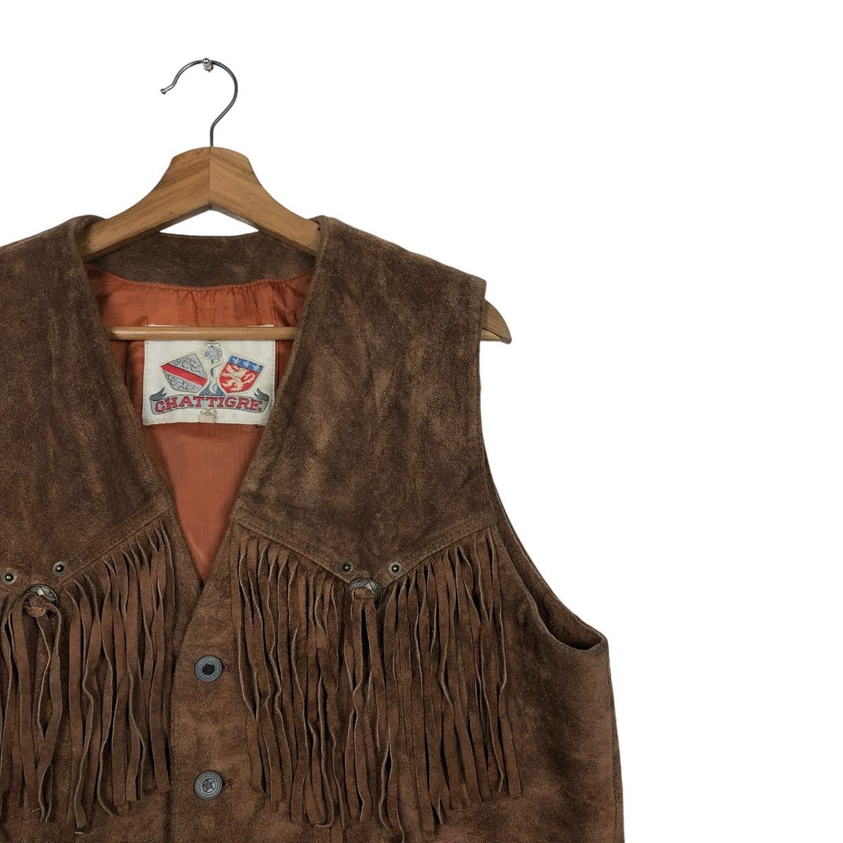 Japanese Brand 🔥VINTAGE VEST GENUINE LEATHER COWBOY DESIGN CHATTIGRE Size US M / EU 48-50 / 2 - 8 Thumbnail