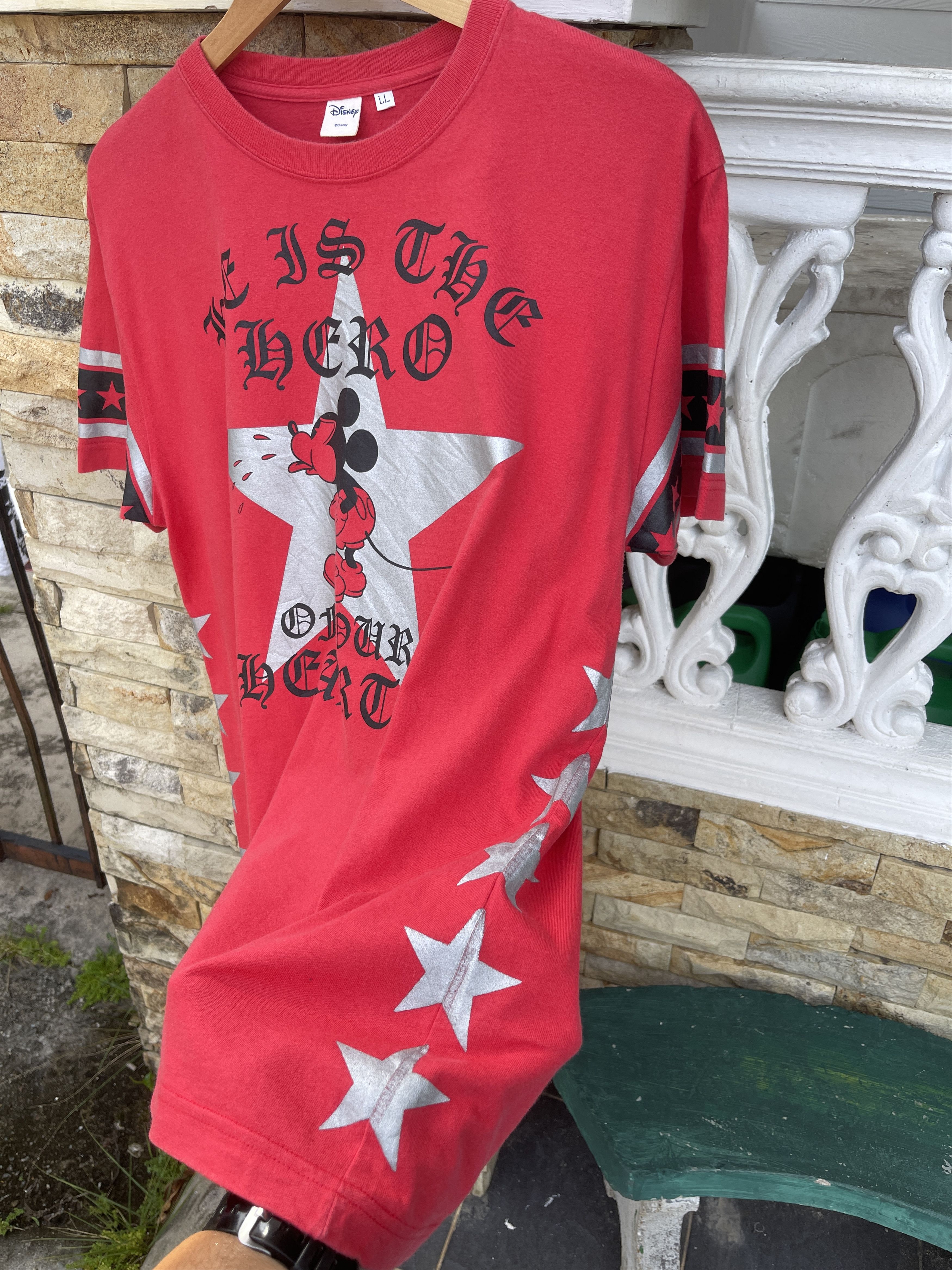 Disney Last Drop🔥Rare🔥Vtg Mickey Mouse Chrome Hearts design T-Shirt Size US L / EU 52-54 / 3 - 6 Thumbnail