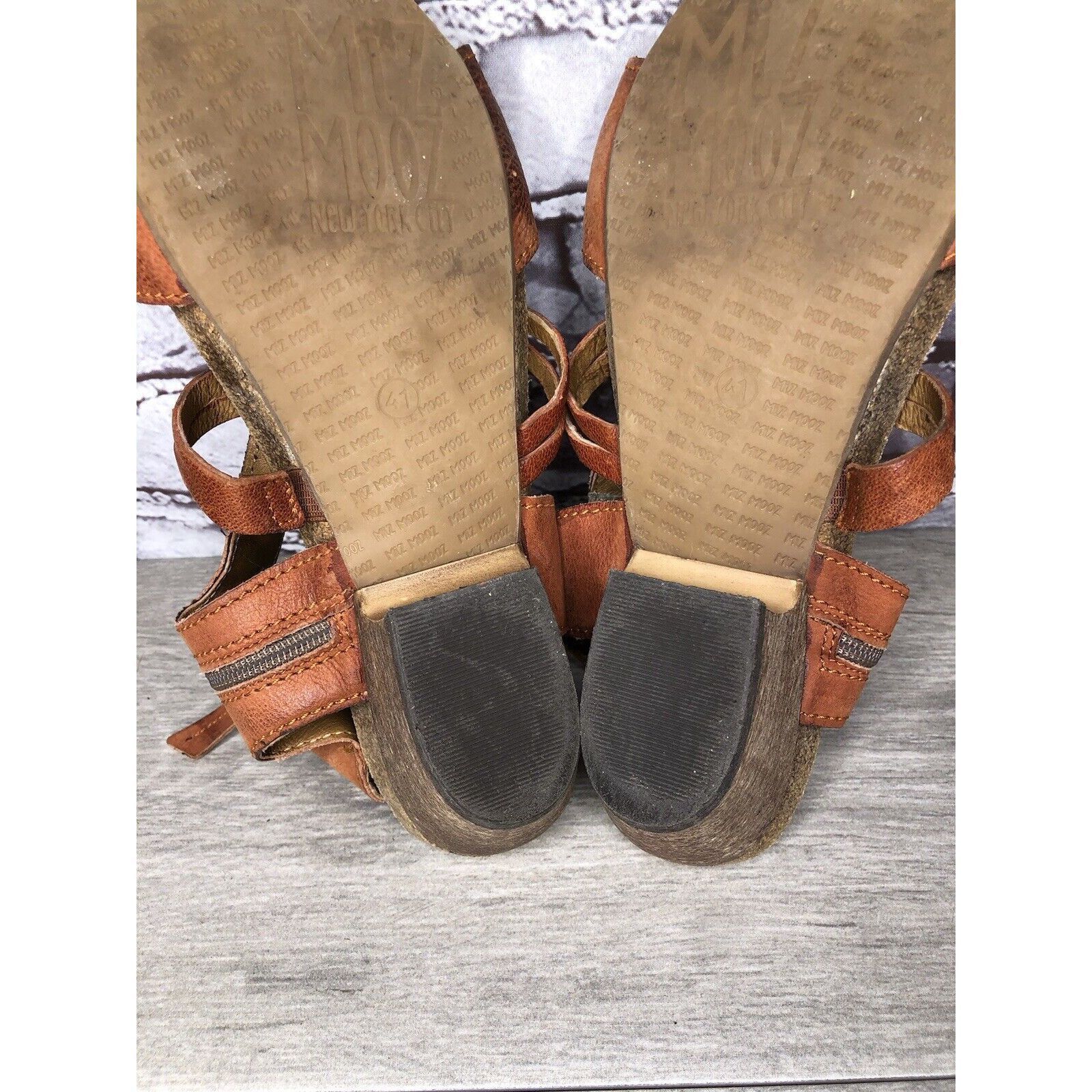 Other Miz Mooz Orange Leather Side Zipper Strap Heeled Sandals Wom Size US 10.5 / IT 40.5 - 8 Thumbnail