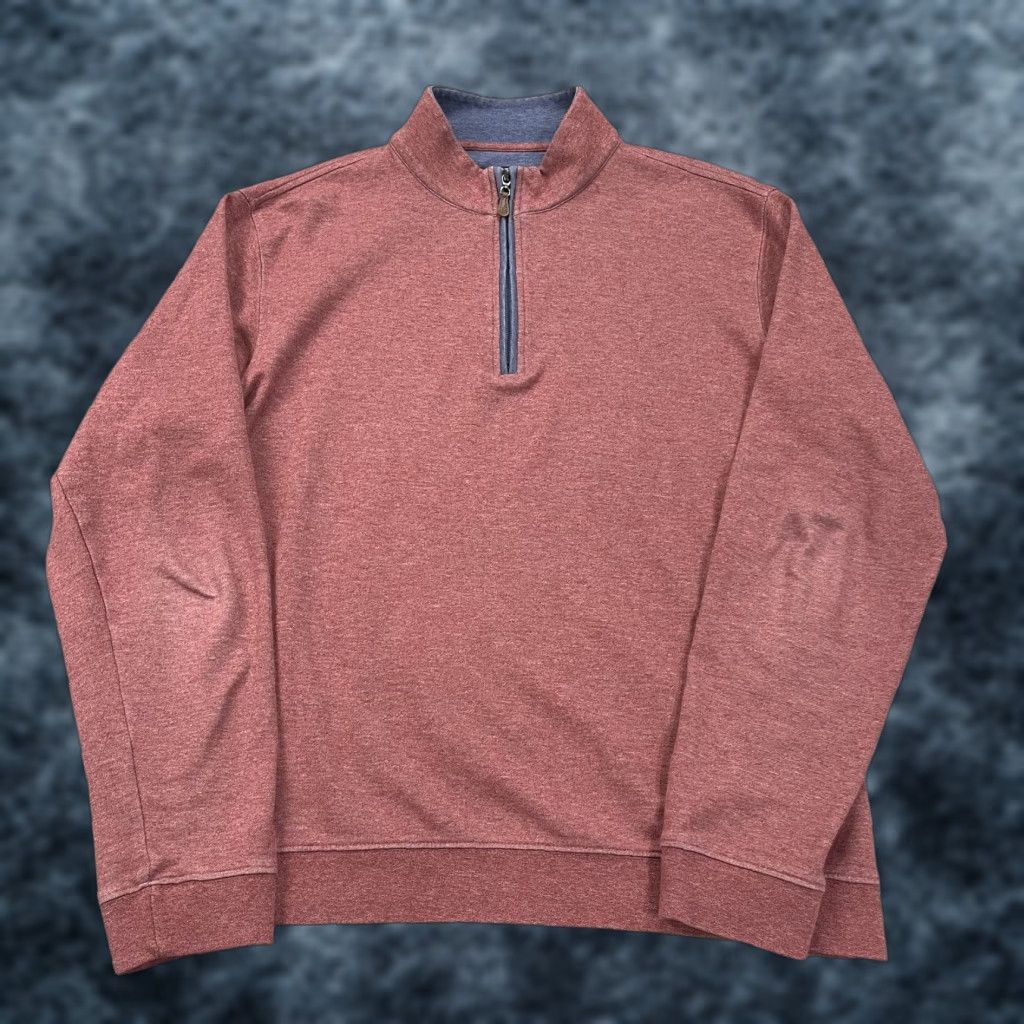 johnnie-O johnnie-O Sweater Mens Large Red Pink 1/4 Zip Mock Neck Golf Blend Size US L / EU 52-54 / 3 - 1 Thumbnail
