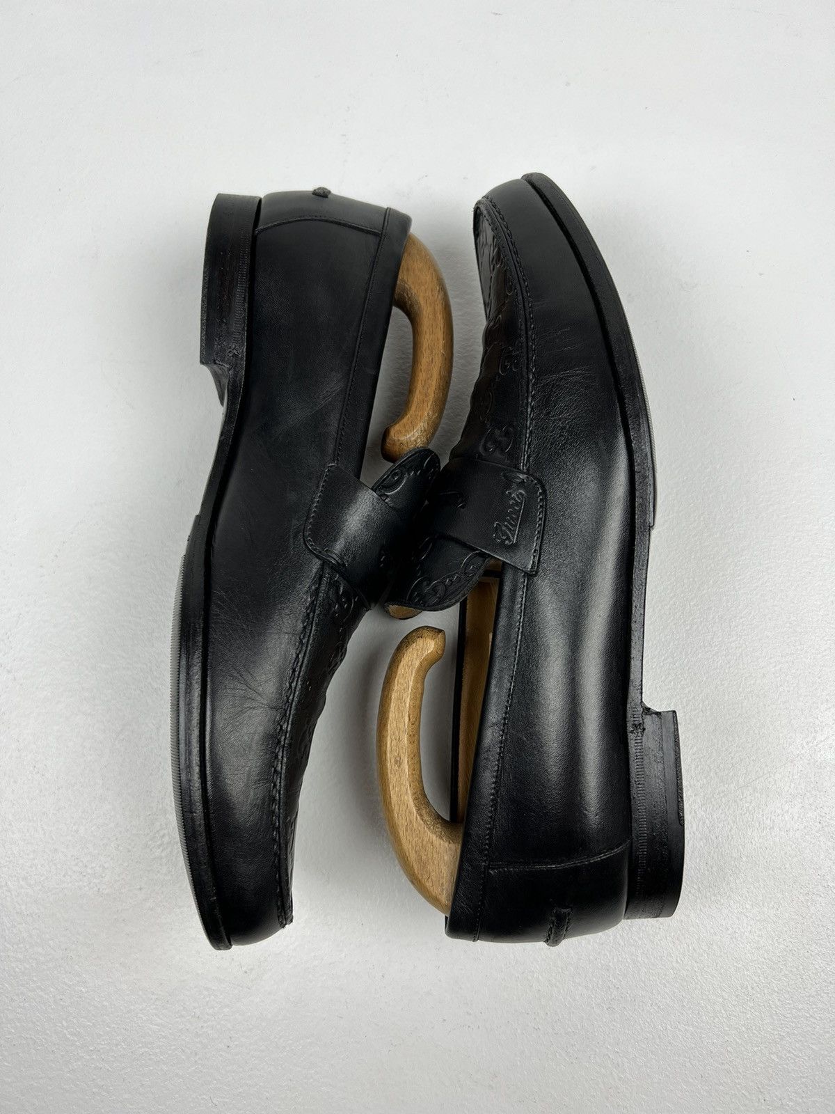 Gucci GUCCI Loafers Leather GG Monogram Canvas Embossed Logo Black Size US 7.5 / EU 40-41 - 11 Thumbnail