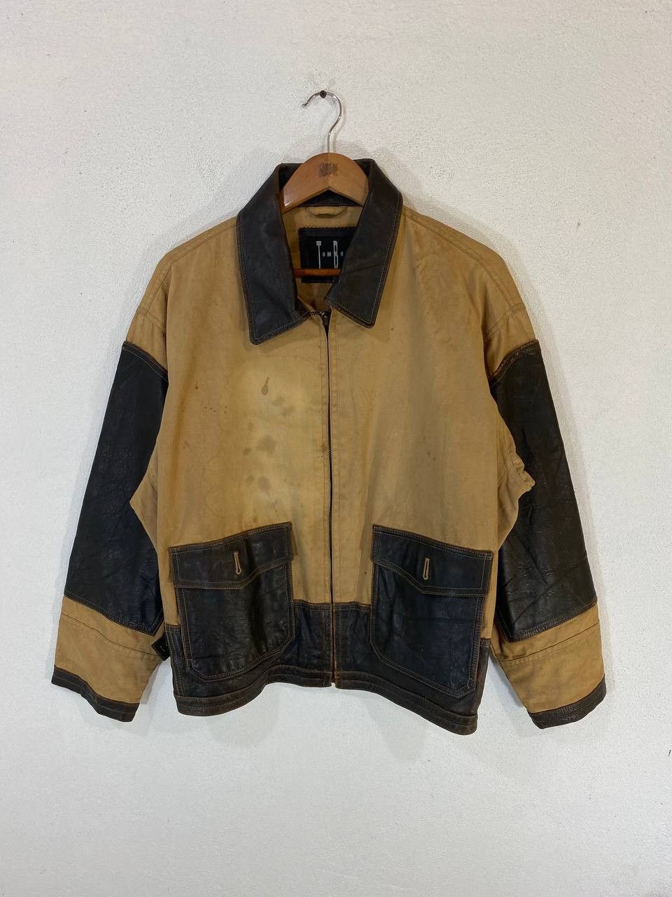 Japanese Brand vintage japanese brands partially leather jacket nice design Size US XL / EU 56 / 4 - 1 Thumbnail
