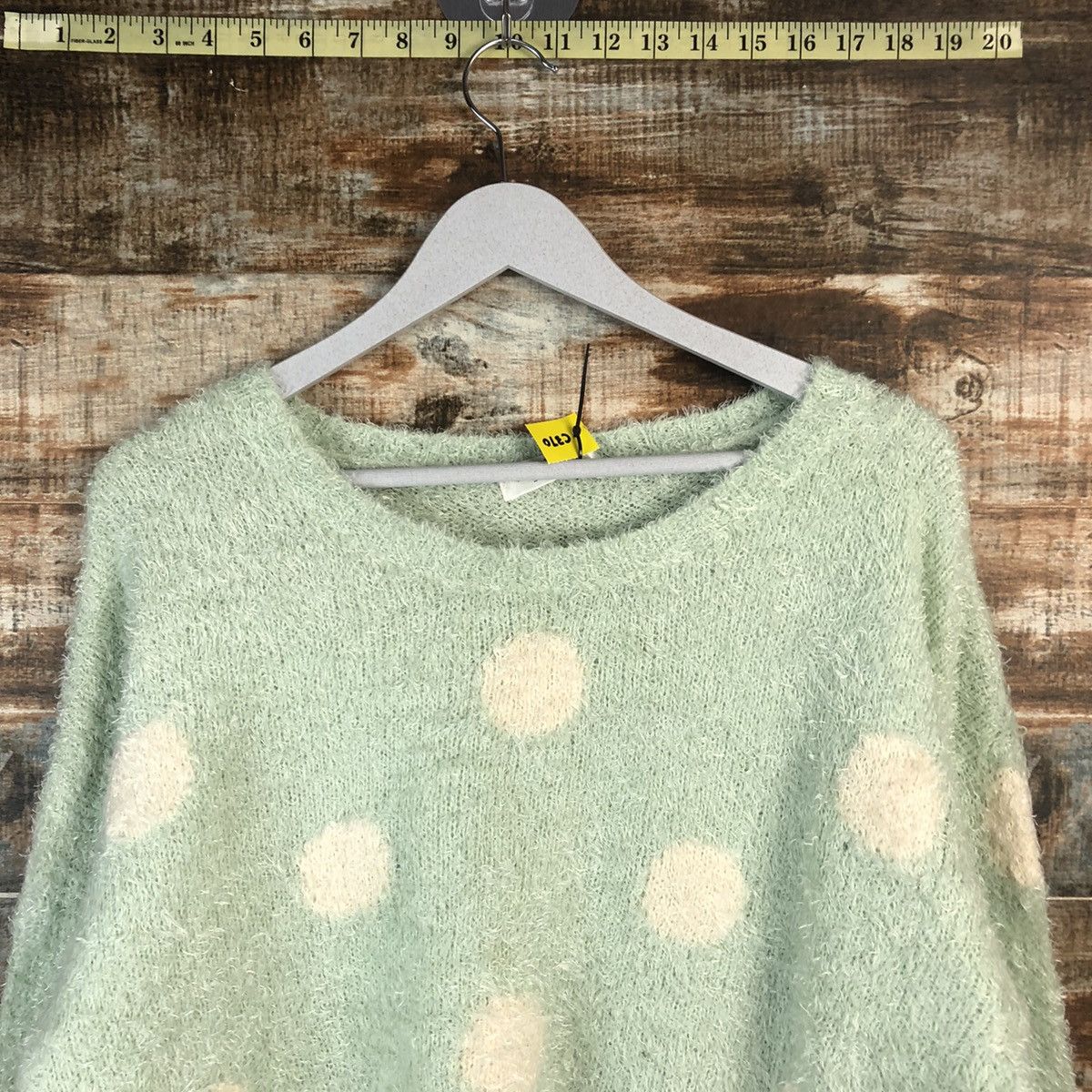 Japanese Brand DL C.O.L.Z.A Green Mohair Fur shaggy Knitwear #C370 Size L / US 10 / IT 46 - 4 Thumbnail