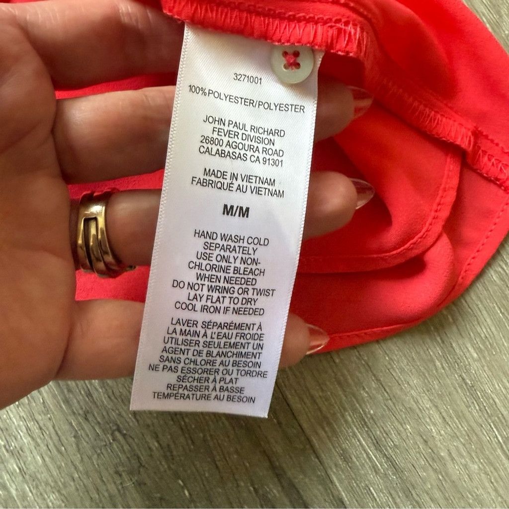 The Unbranded Brand Red Asymmetrical 3/4 Sleeve Blouse Size L / US 10 / IT 46 - 5 Thumbnail