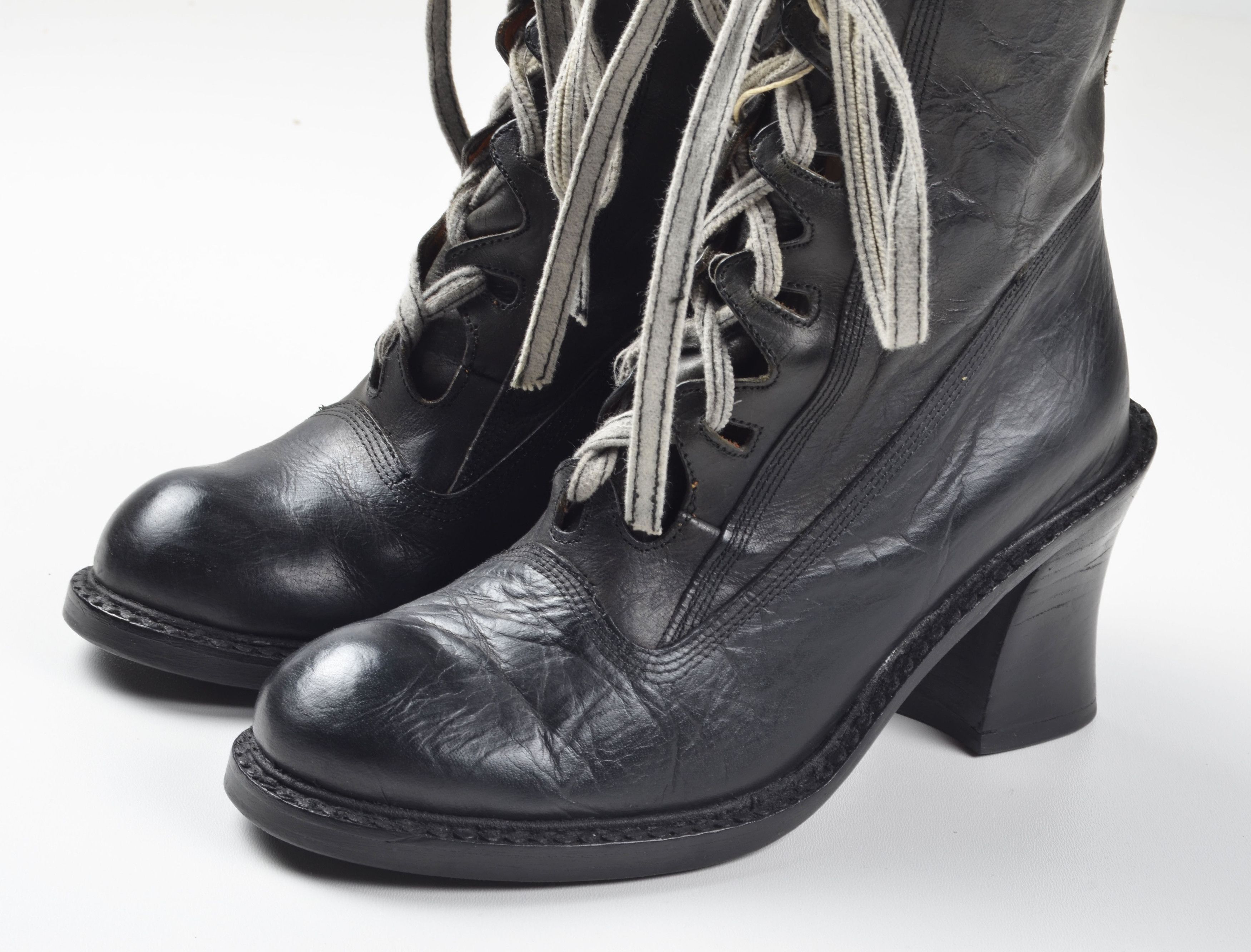 Other Vintage El Dantes Leather Lace Up Block Heel Ankle Boots Size US 9 / IT 39 - 5 Thumbnail