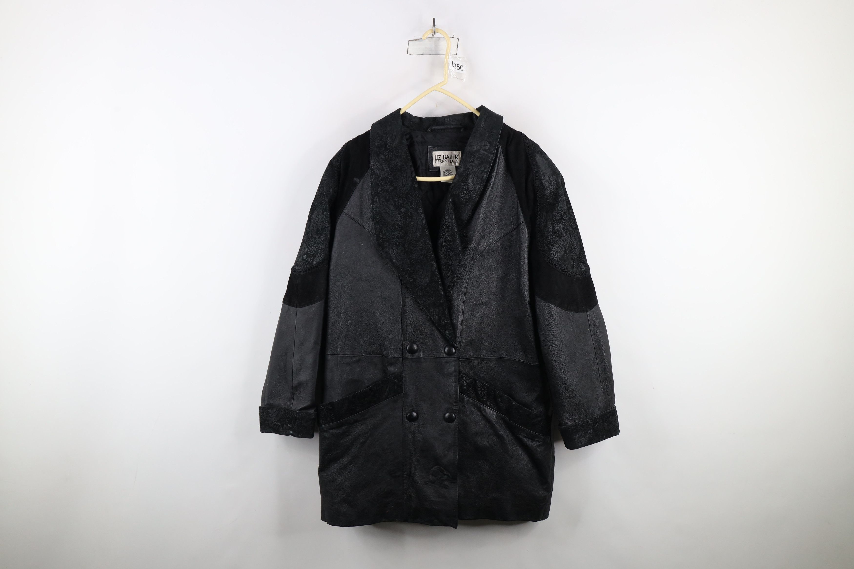 Vintage Vintage 90s Streetwear Goth Paisley Leather Jacket Black Size L / US 10 / IT 46 - 1 Thumbnail