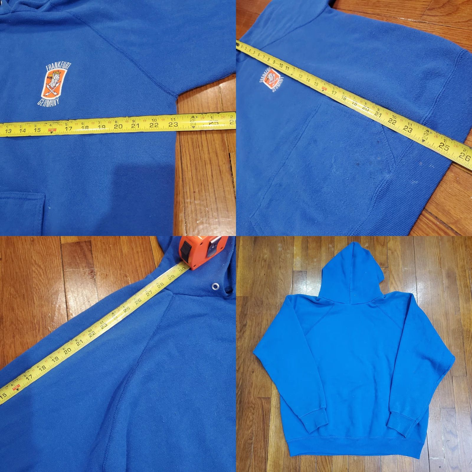 Vintage VINTAGE Artex Hoodie Mens L Blue Frankfurt Germany Graphic Pullover 80s USA Size US L / EU 52-54 / 3 - 8 Thumbnail