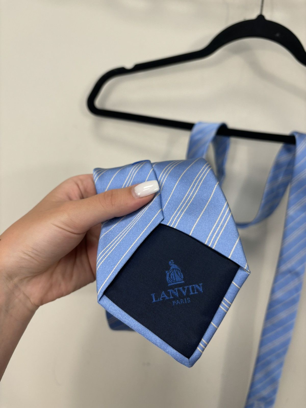 Designer × Lanvin Lanvin NEW Geometric Striped Classic Luxury Silk Tie Size ONE SIZE - 4 Thumbnail