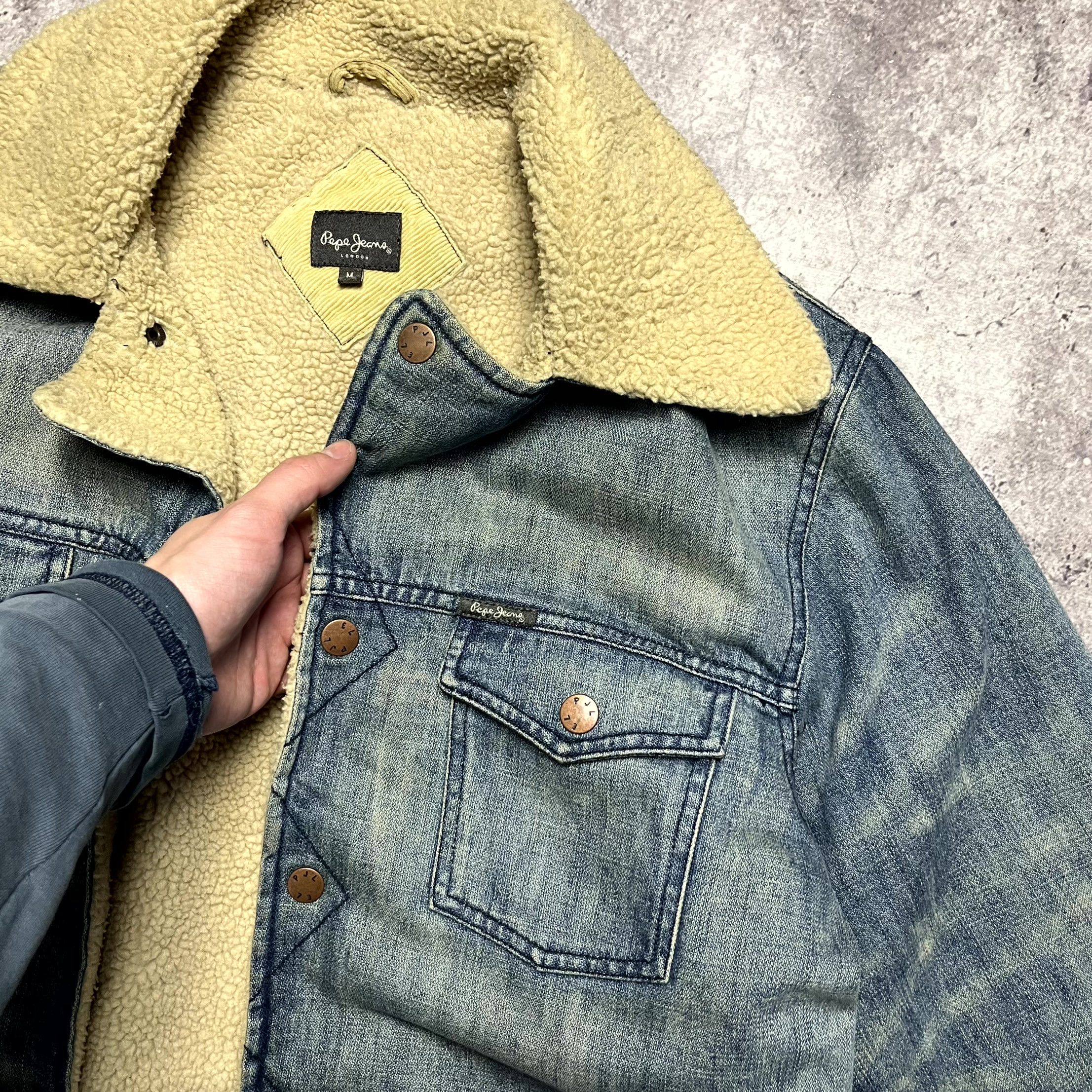 Pepe Jeans Pepe Jeans Sherpa Denim Washed Blue Trucker Jacket Size M Size US M / EU 48-50 / 2 - 5 Thumbnail