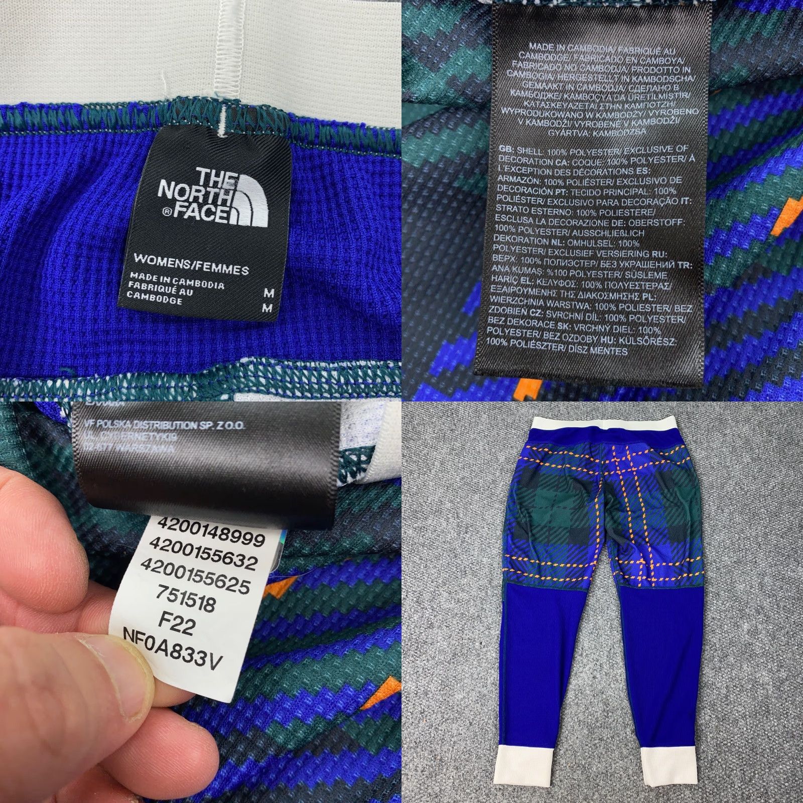 The North Face VINTAGE The North Face North Flash Dry Base Layer Pants Womens Medium Blue Waffle Plaid Size 32" / US 10 / IT 46 - 8 Thumbnail