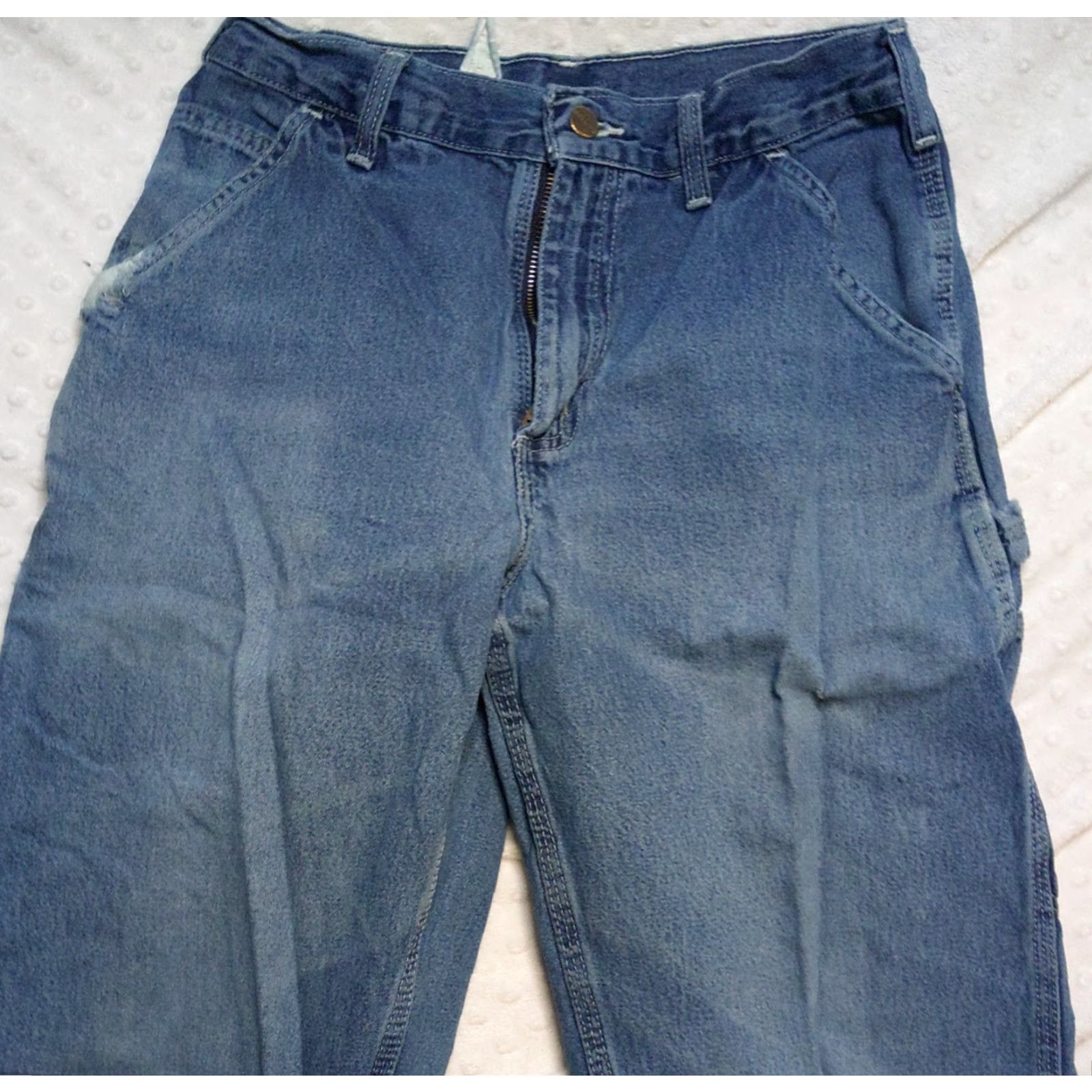 Carhartt Carhartt Jeans Mens Relaxed Fit Blue 30x30 Denim Distressed 5-Pocket Workwear Logo Straight Jeans Mens Size US 30 / EU 46 - 4 Thumbnail
