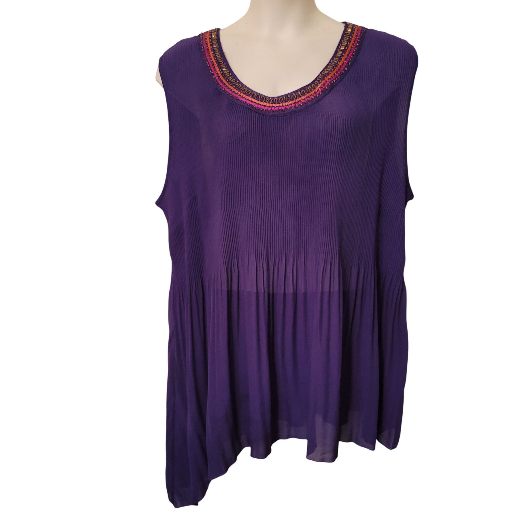 Other Catherines Purple Sleeveless Pleated Asymmetrical Tunic Top Size 4XL / US 24-26 - 1 Thumbnail
