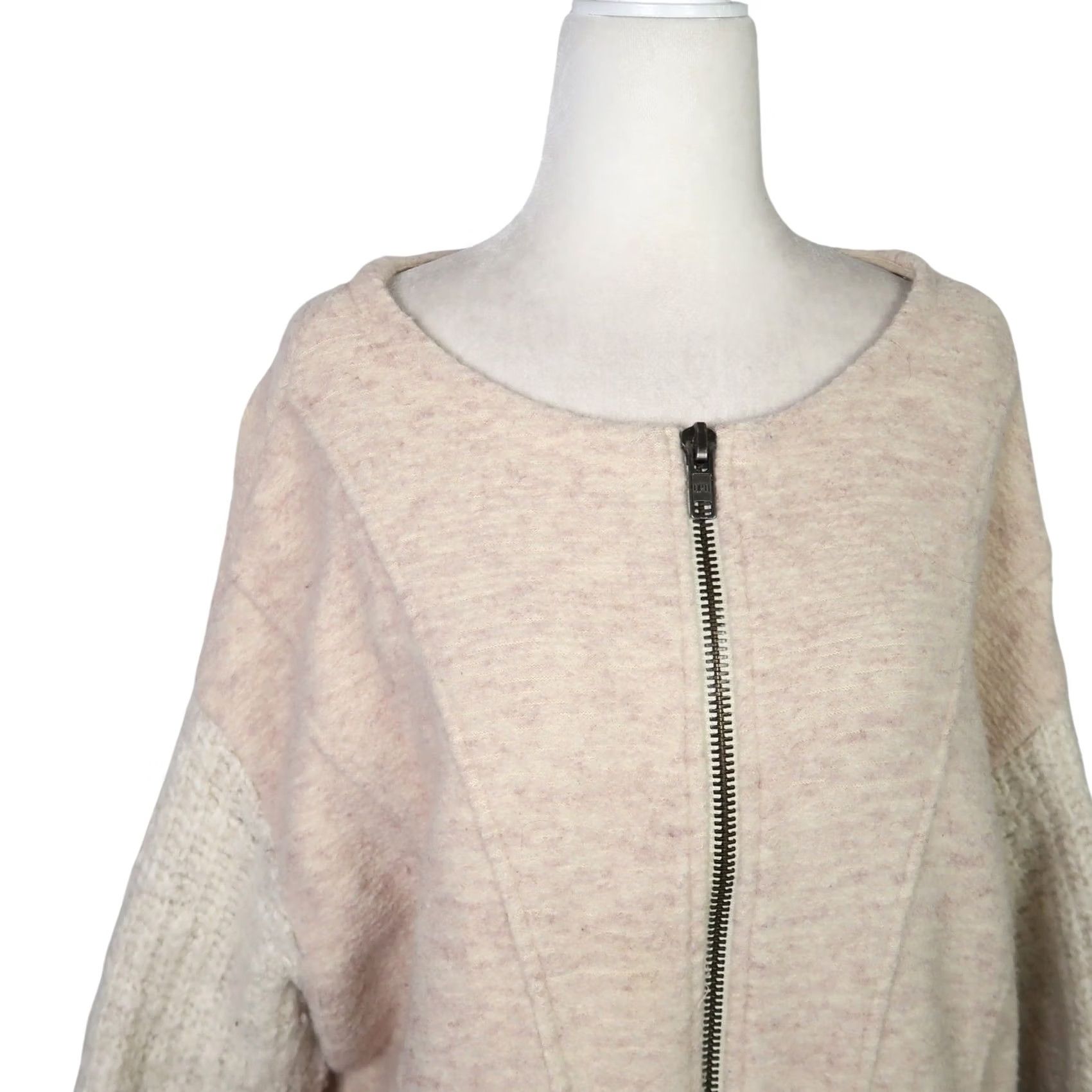 Free People Free People Knit wool combo zip front jacket cream XS Women Size XS / US 0-2 / IT 36-38 - 2 Thumbnail