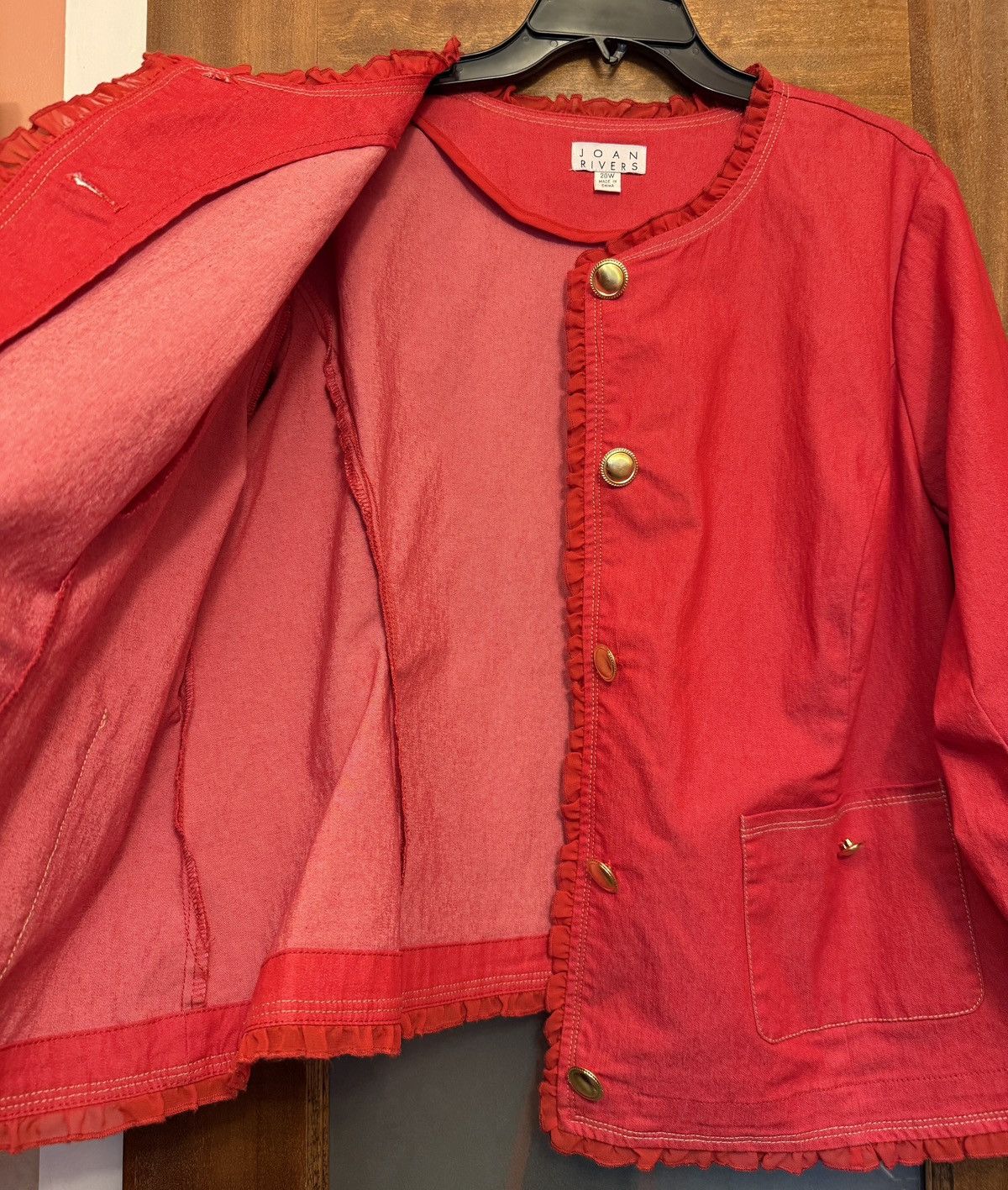 Joan Rivers Joan Rivers Vtg Red Power Blazer Novelty Buttons Trim Fabric Size 3XL / US 20-22 - 6 Thumbnail