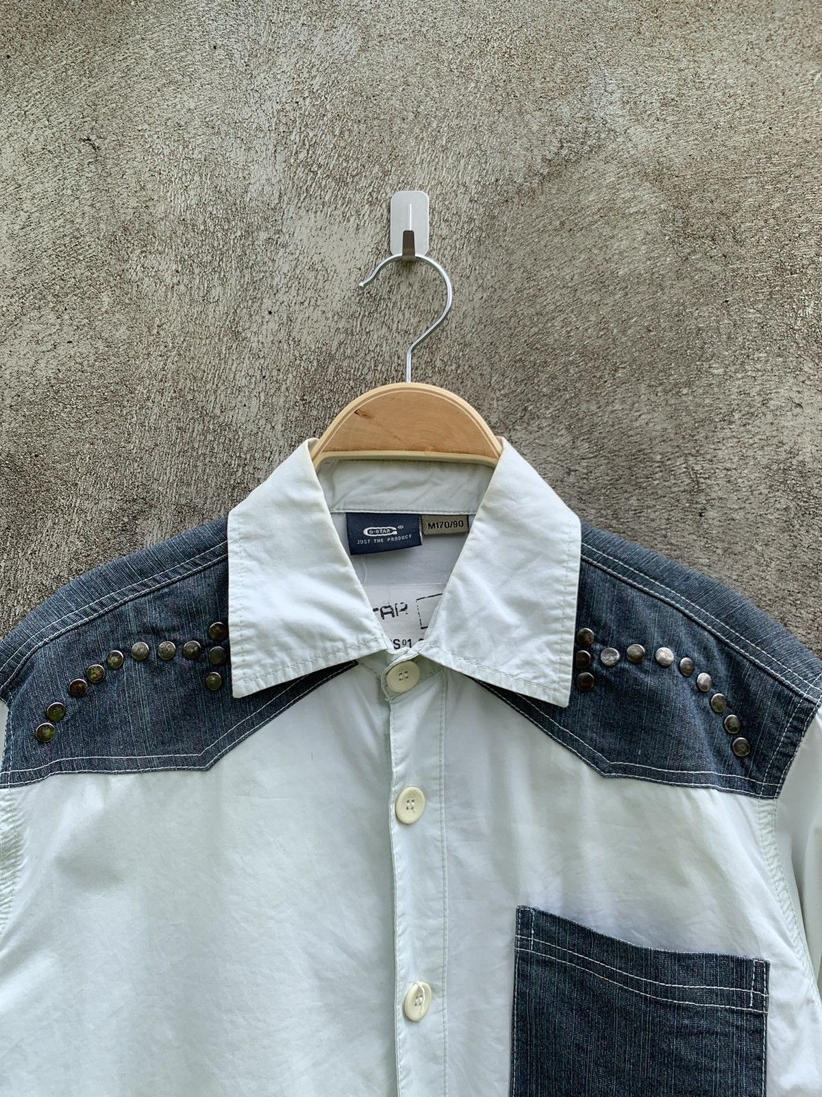 G-Star Vtg G Star Raw studded shirt denim mix cotton Size US M / EU 48-50 / 2 - 3 Thumbnail