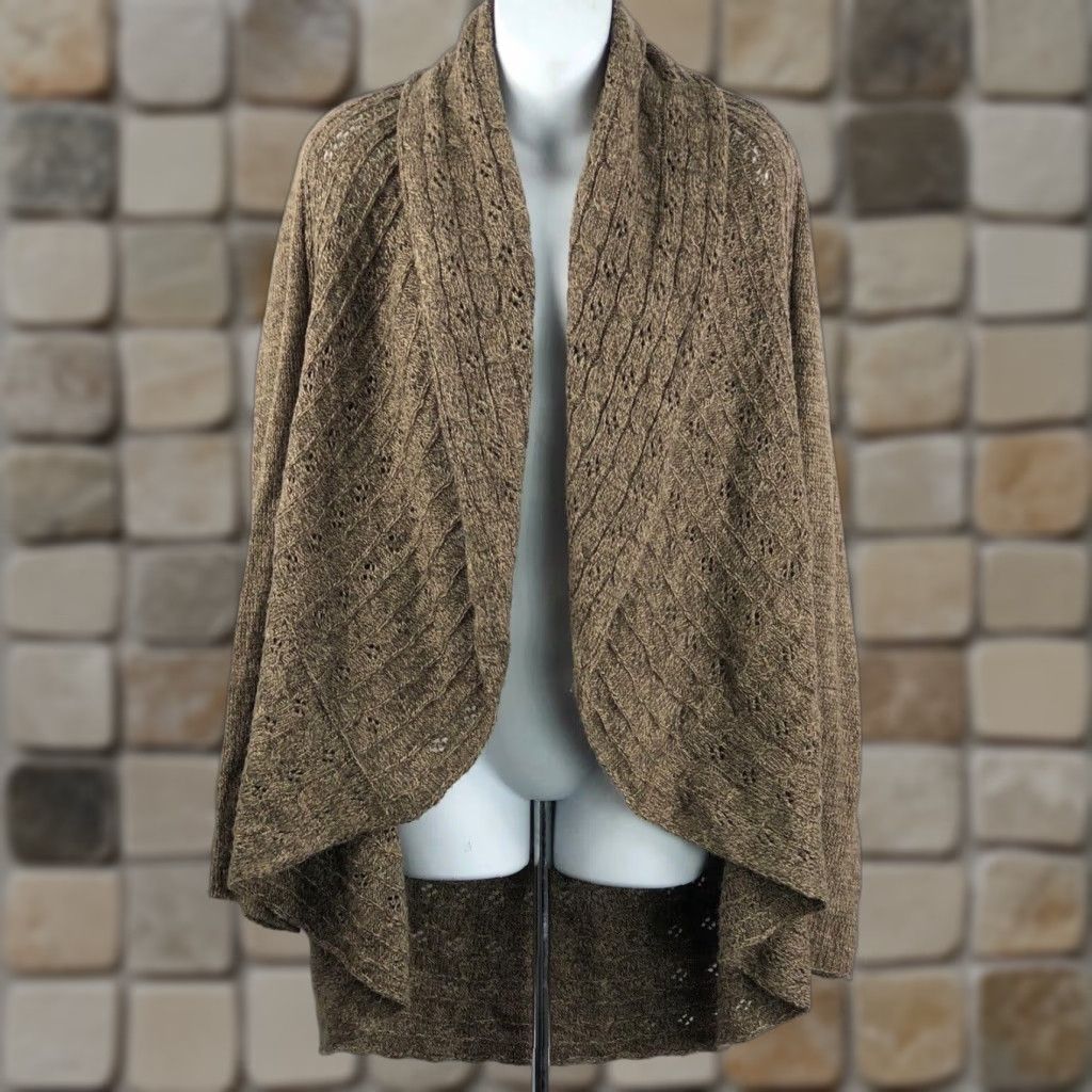 Vintage VINTAGE Karen Scott Cardigan Sweater L Brown Open Front Raglan Sleeve Collared Neckline Boho Grunge Hippie 90s Womens Knits Acrylic Knit Size L / US 10 / IT 46 - 1 Thumbnail