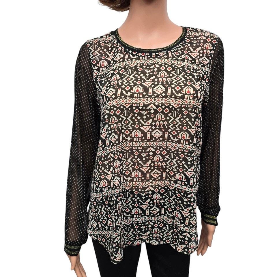 Scotch & Soda Scotch & Soda Blouse Geo Print Contrast Sleeves Gold trim M Size M / US 6-8 / IT 42-44 - 4 Thumbnail