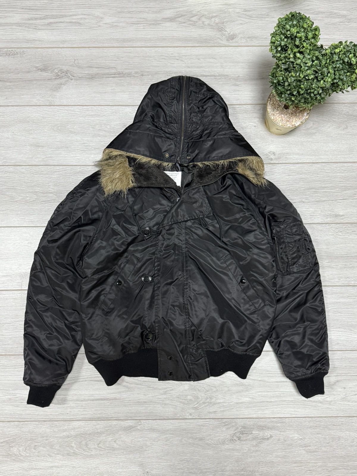 MIL-TEC Miltec N-2B attached hood bomber jacket zip fur MA-1 Size US XXL / EU 58 / 5 - 1 Thumbnail