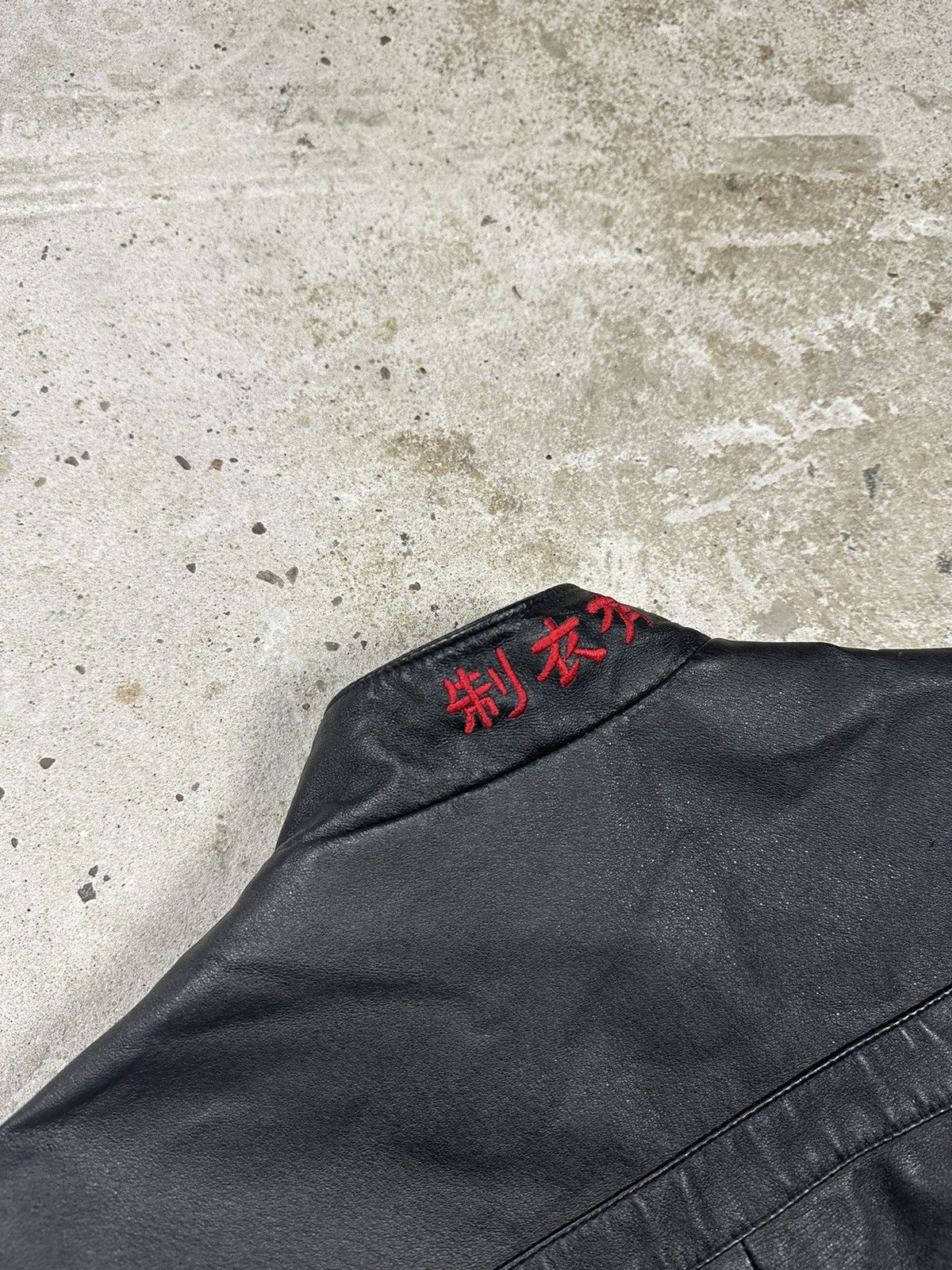 Vintage y2k Black Genuine Leather Jacket Japanese