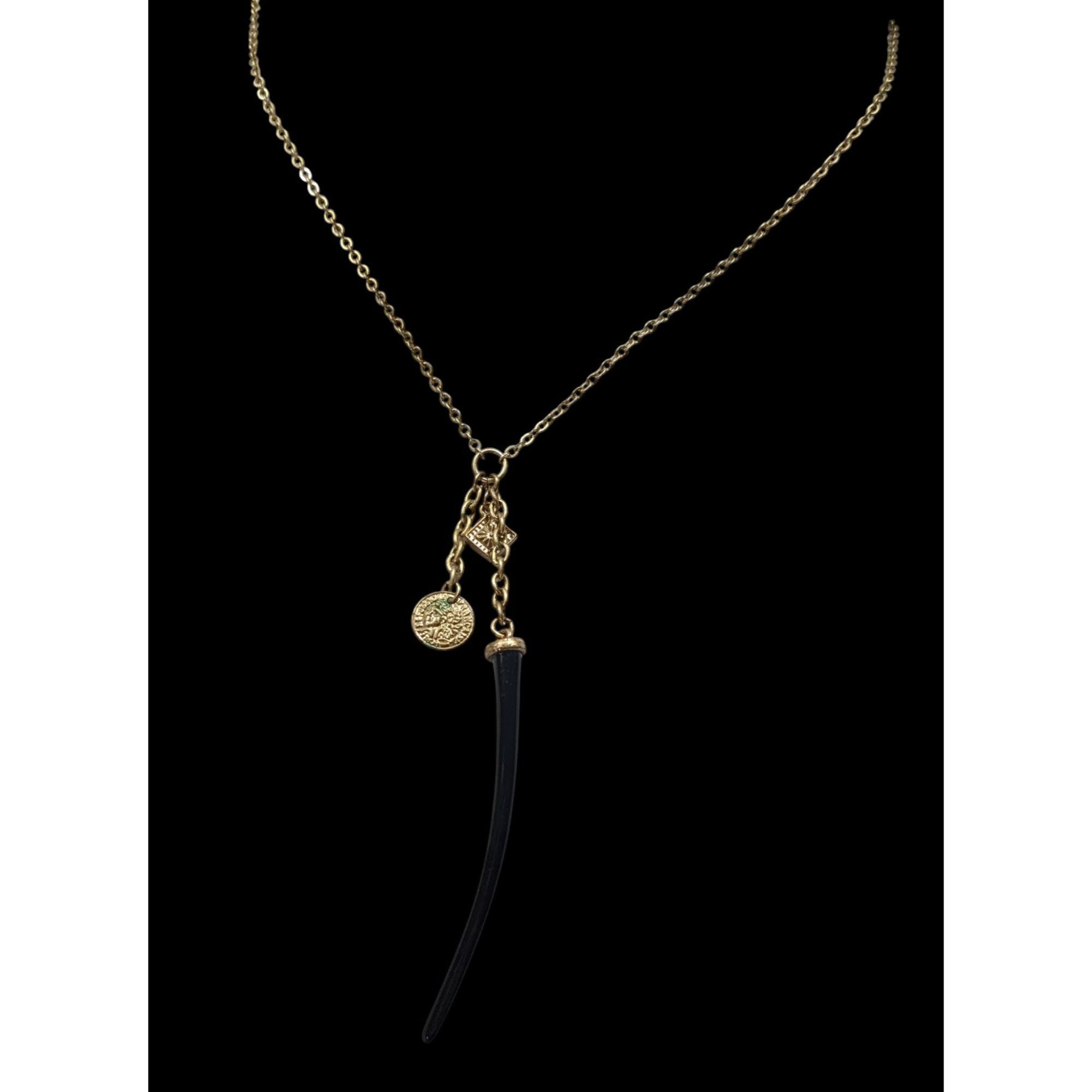 Guess Guess Abstract Claw And Charm Black And Gold Tone Necklace Size ONE SIZE - 3 Thumbnail