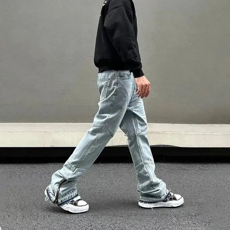 Japanese Brand Hip Hop Punk Blue Casual Regular Streetwear Denim Pants Size US 32 / EU 48 - 3 Thumbnail