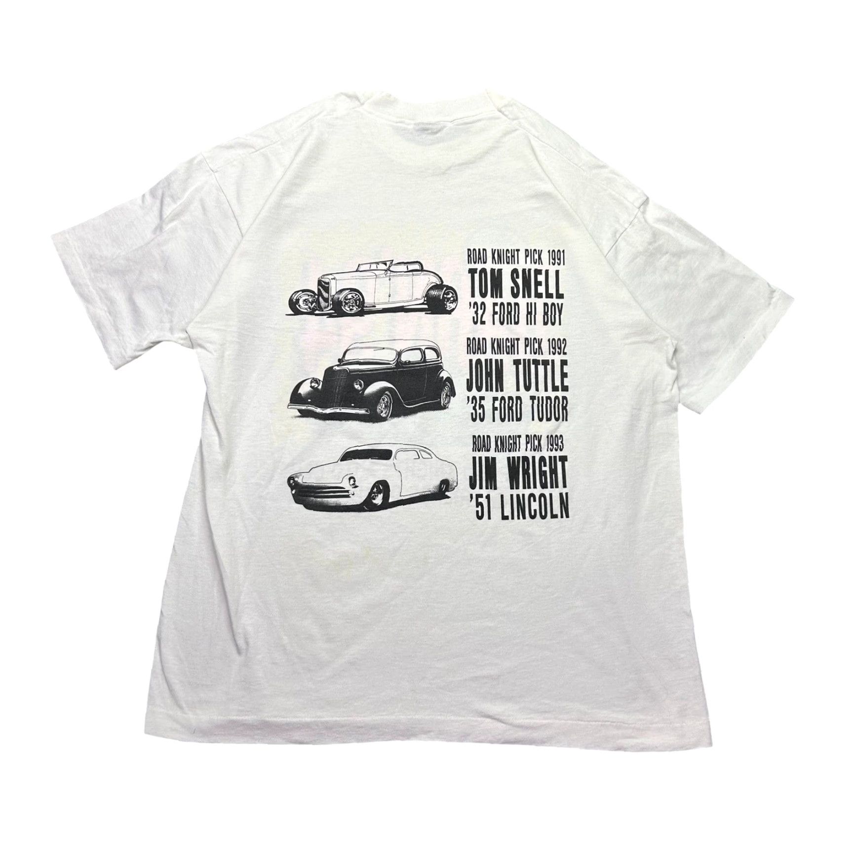 Fruit Of The Loom VINTAGE Barn 94 Car Show T-Shirt FOTL XL Road Knights Auto Tee Shirts Mens White 90s Retro Graphic Print Classic Cars Size US XL / EU 56 / 4 - 2 Thumbnail
