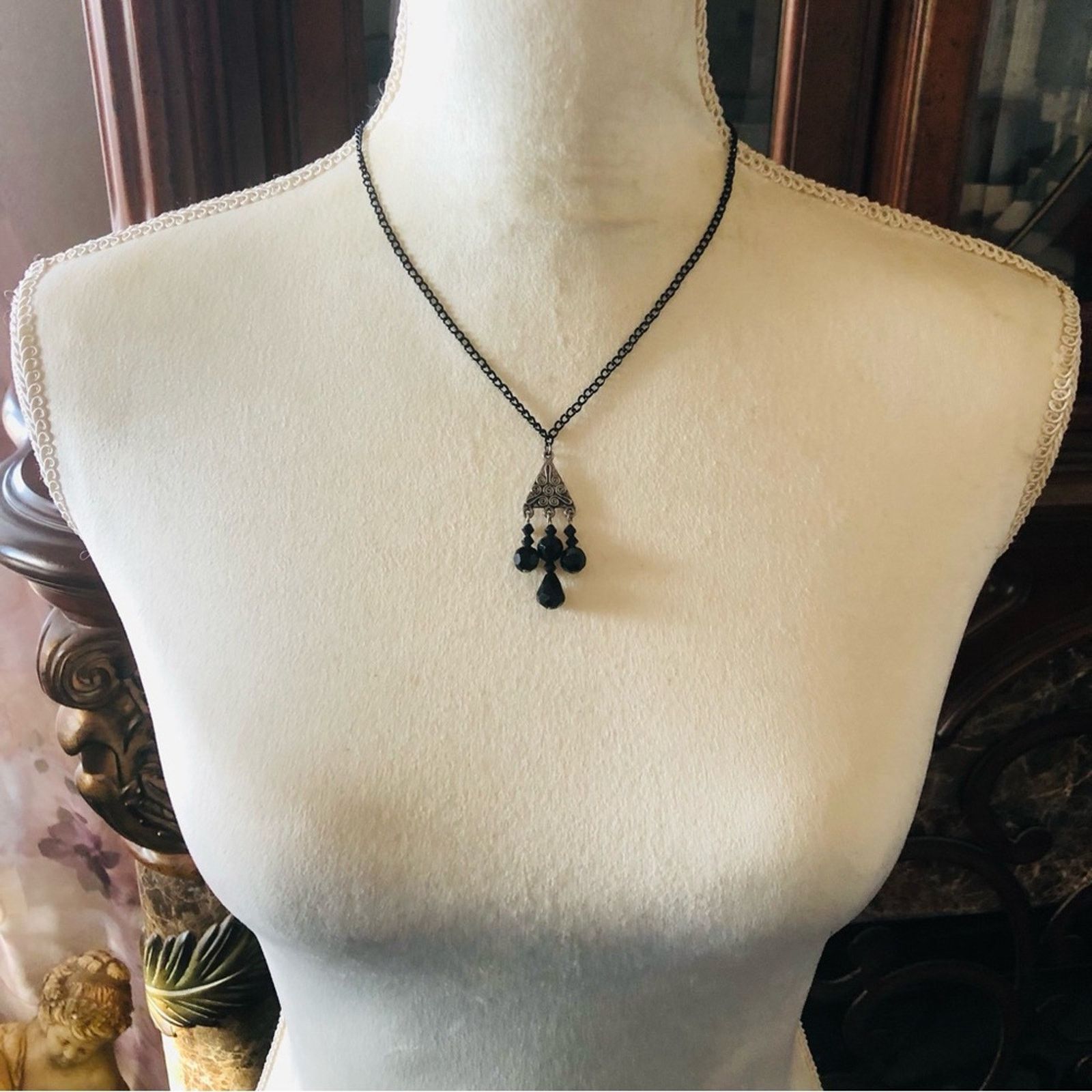 Handmade Vintage repurpose faceted black glass necklace Size ONE SIZE - 5 Thumbnail