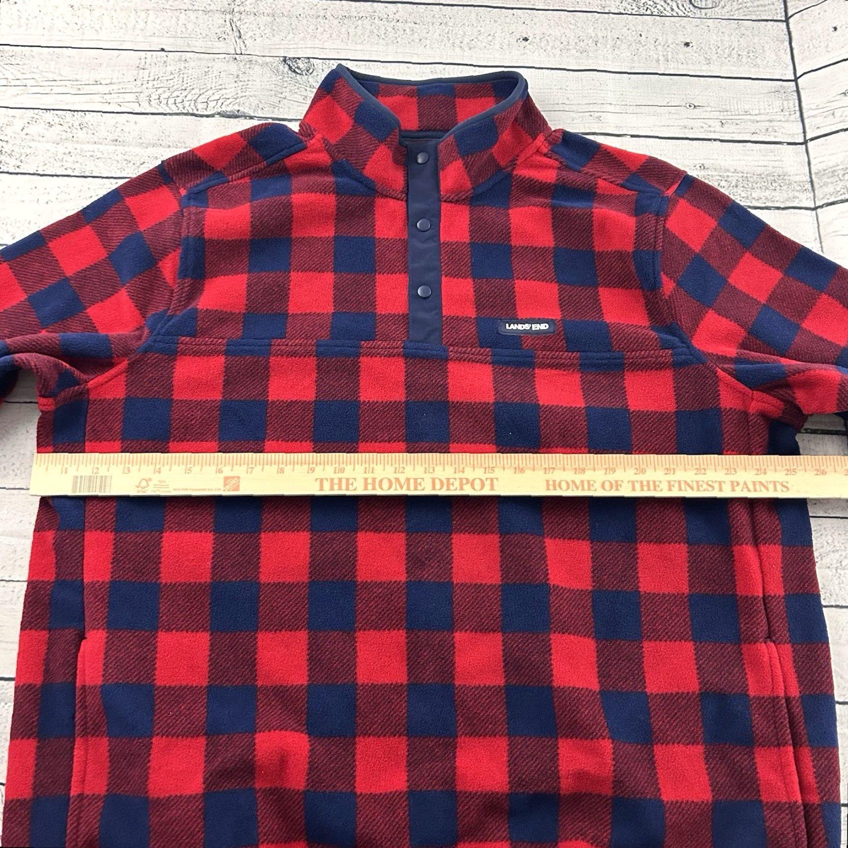 Lands' End Lands' End Plaid Fleece Jacket Snap Button Men XL Red Blue Size US XL / EU 56 / 4 - 5 Thumbnail