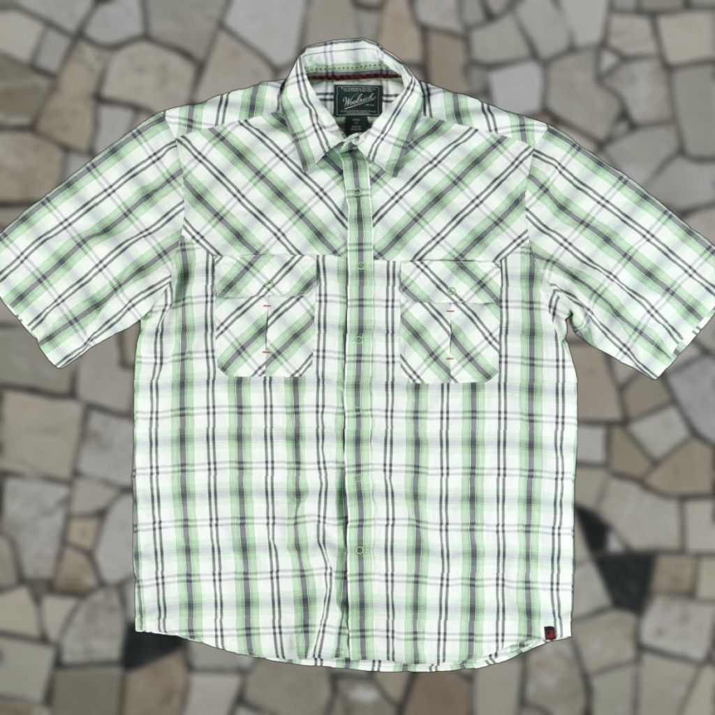 Vintage Woolrich Shirt Short Sleeve Snap Down Plaid Green Men's M Size US M / EU 48-50 / 2 - 1 Thumbnail