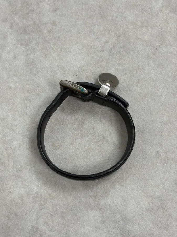 Prada 2000s Prada Black Leather Medal Bracelet Size ONE SIZE - 4 Thumbnail