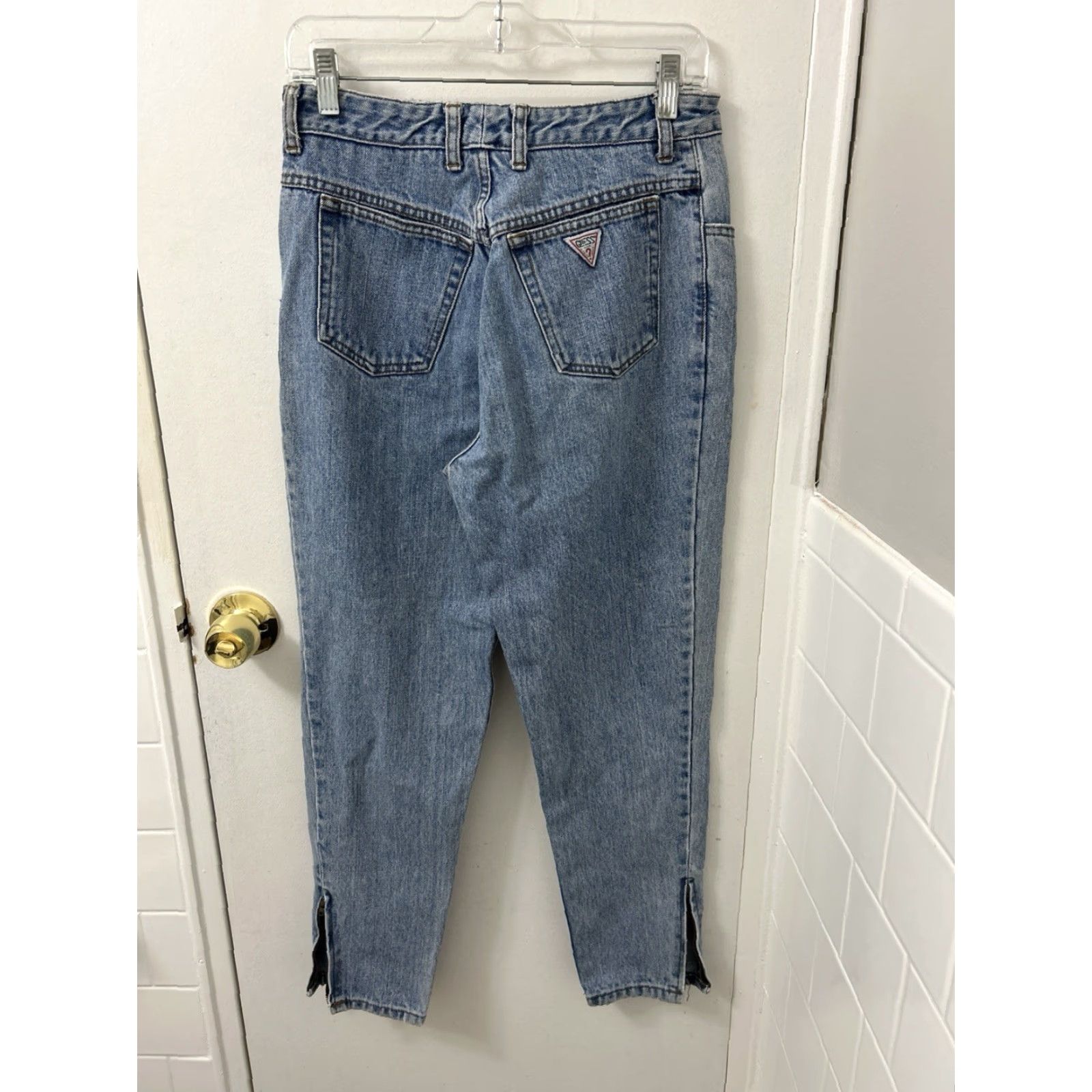 Guess VINTAGE GUESS Jeans Womens 29x27 Blue Made In USA Tapered Ankle Zip Mens? Size 29" - 2 Thumbnail