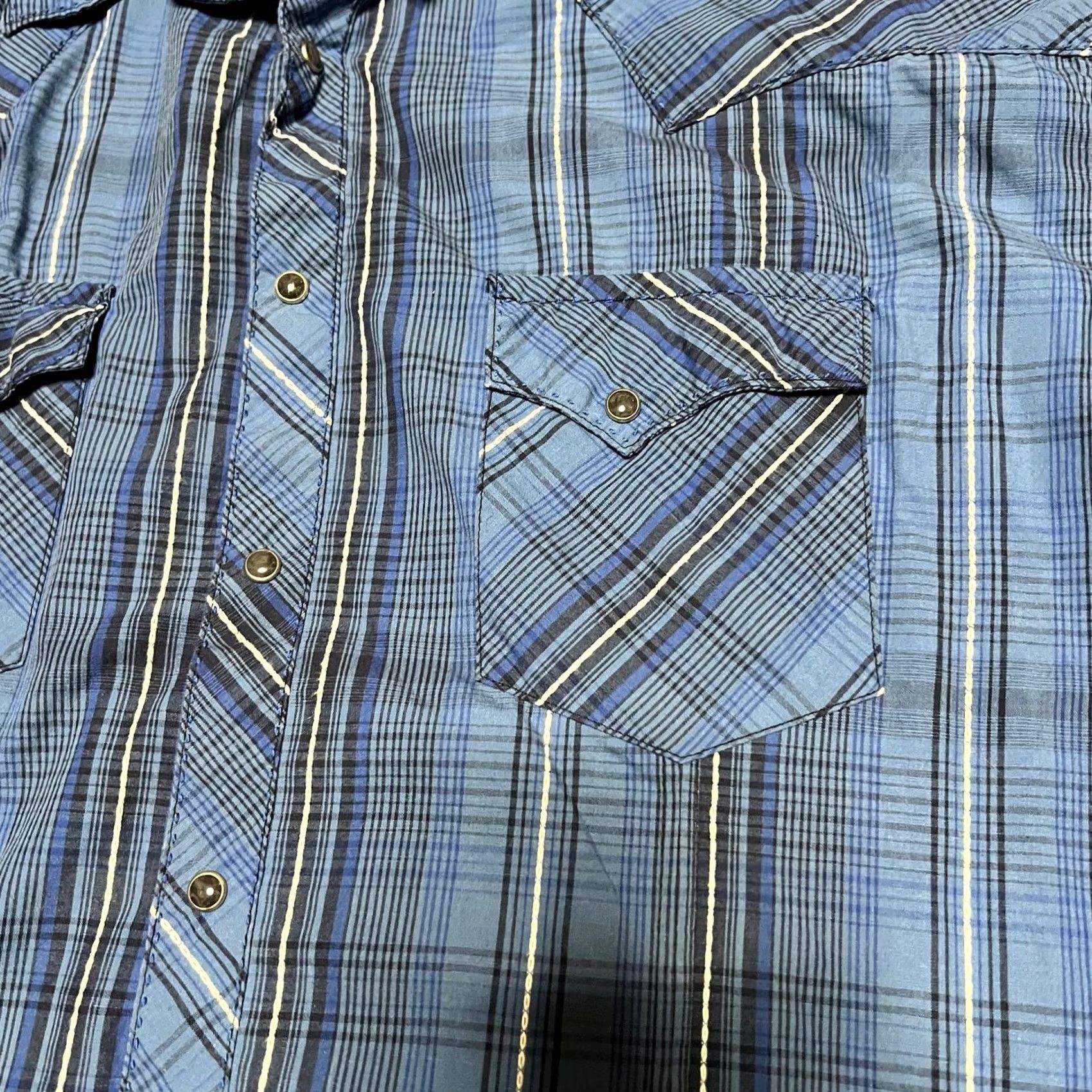 Wrangler VINTAGE Wrangler Shirt Mens XXL Tall Blue Pearl Snap Plaid Western Long Sleeve Size US XXL / EU 58 / 5 - 2 Thumbnail