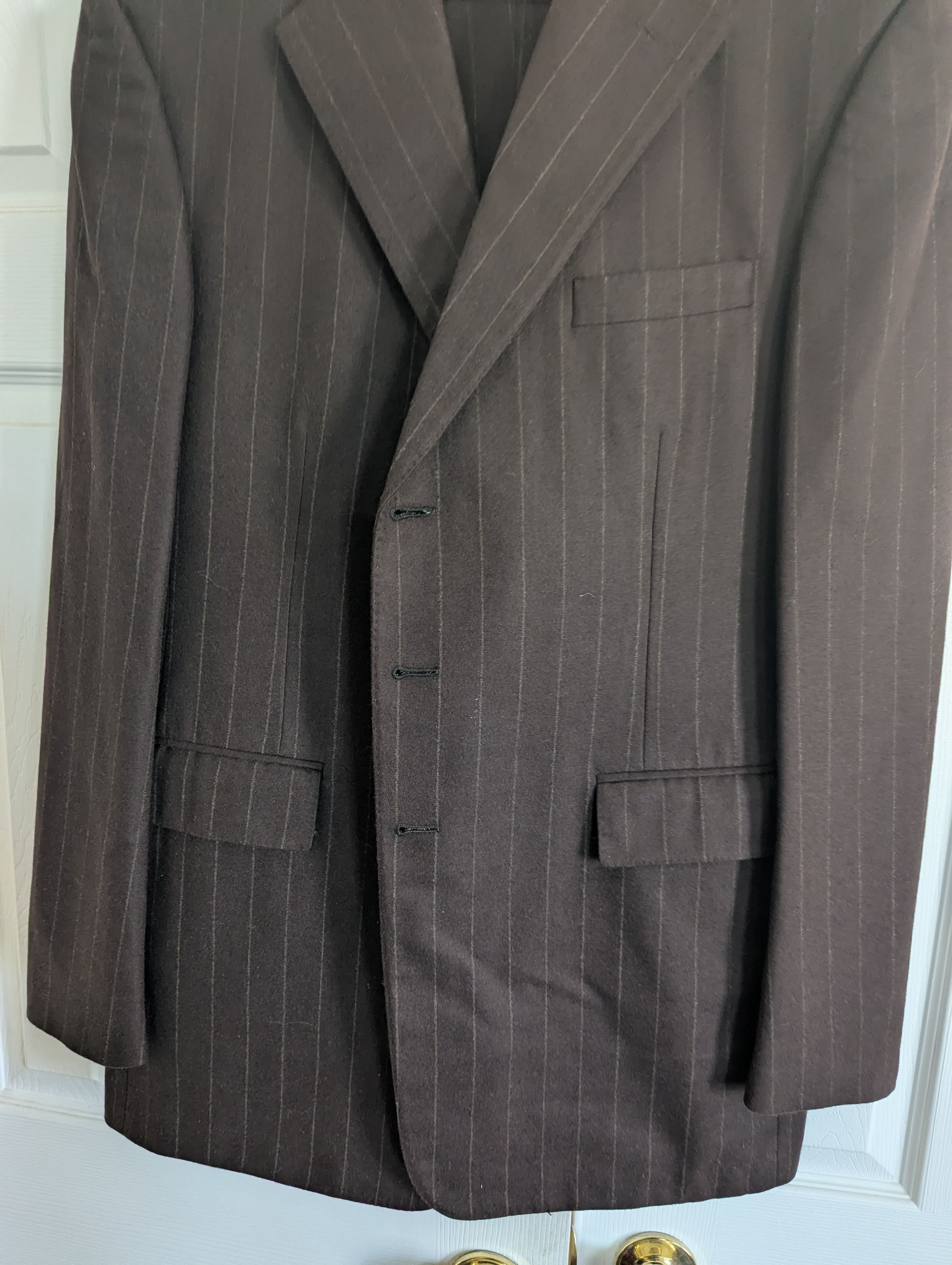 Ralph Lauren Purple Label Vintage Fine Wool Strip Suit Size 44L - 2 Thumbnail