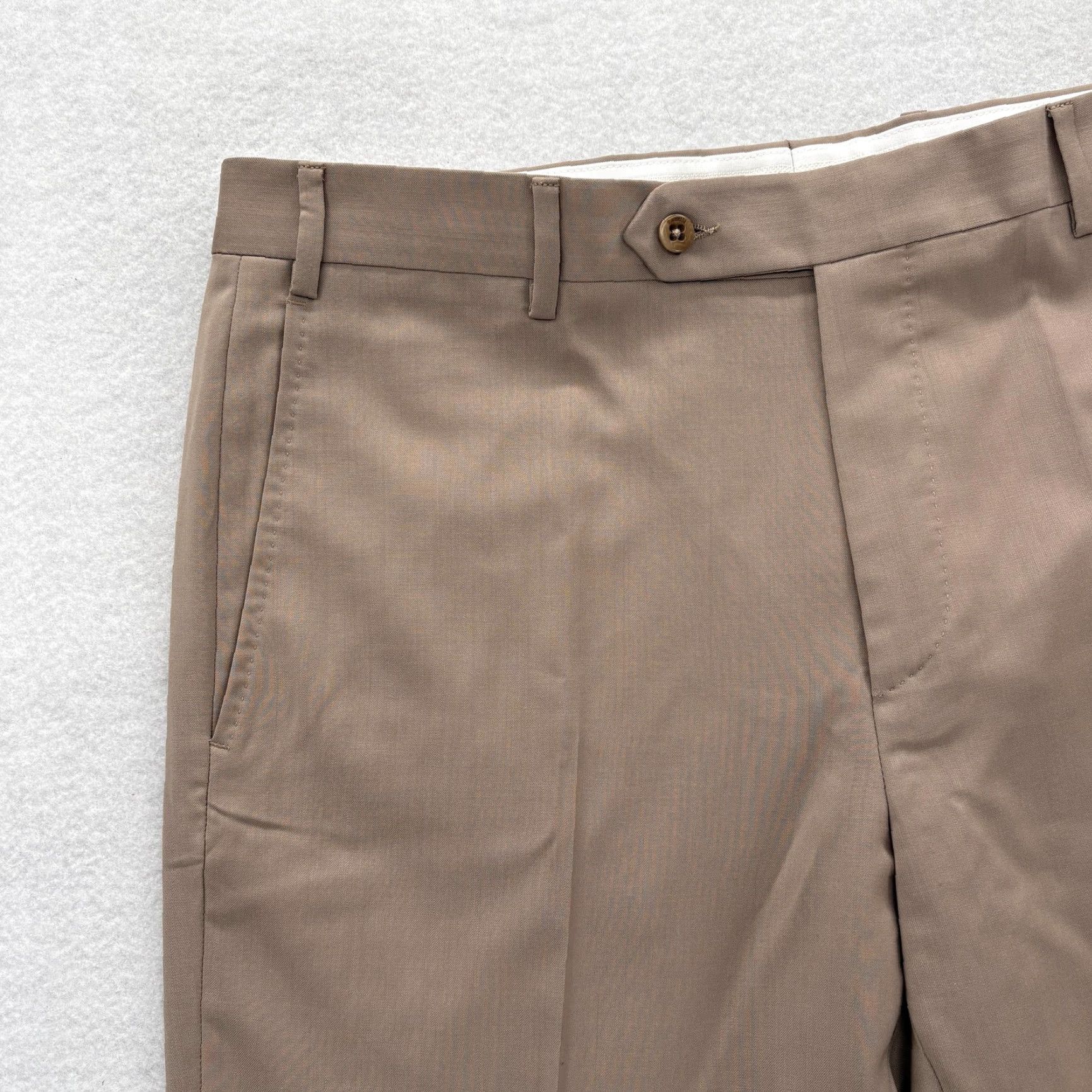 Zanella Zanella Dress Pants Mens 36 Short Brown Devon Wool Flat Front Trousers Italy Size US 36 / EU 52 - 2 Thumbnail