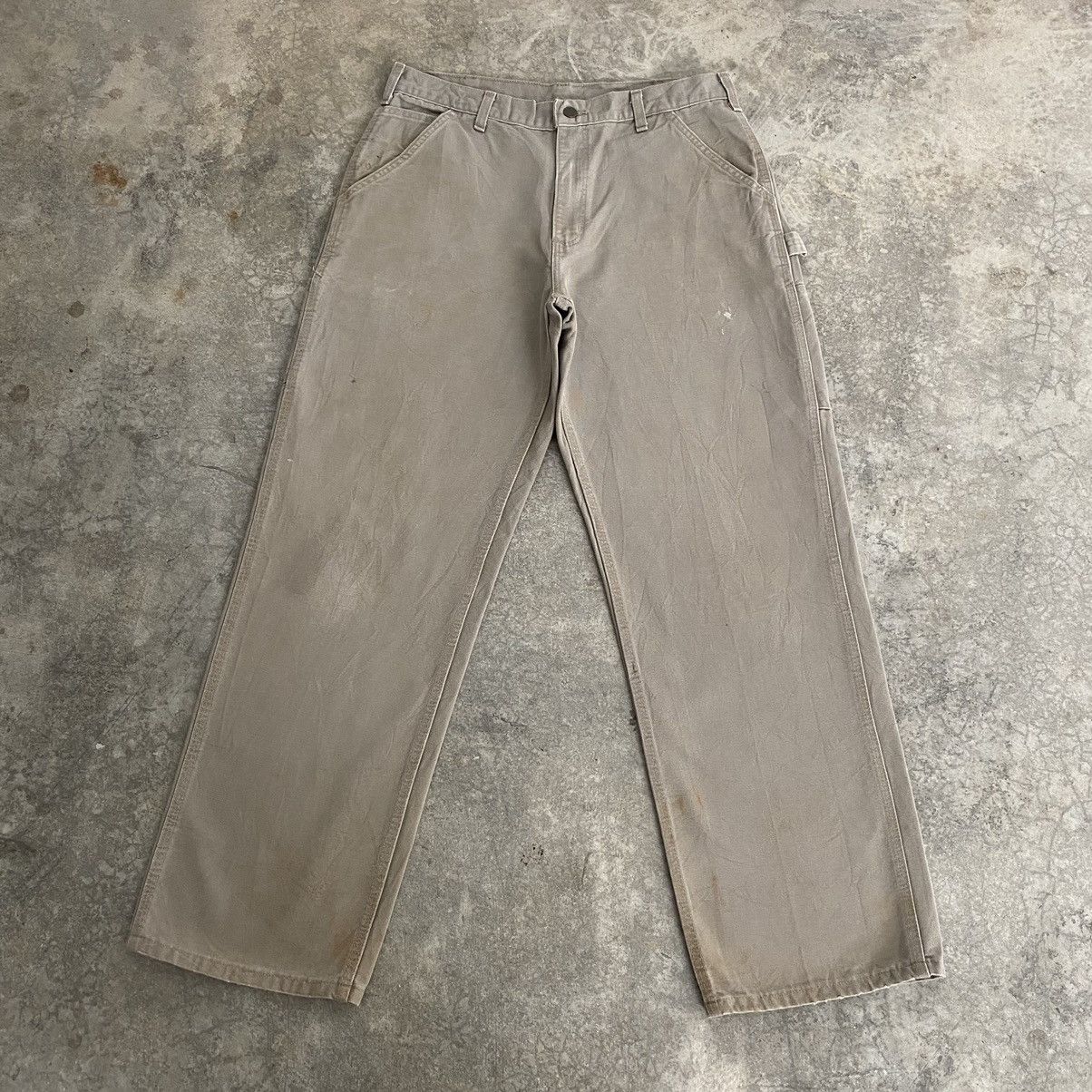 Carhartt Size 34x31 Vintage Carhartt Desert Grey Carpenter Work Pants Size US 34 / EU 50 - 1 Thumbnail