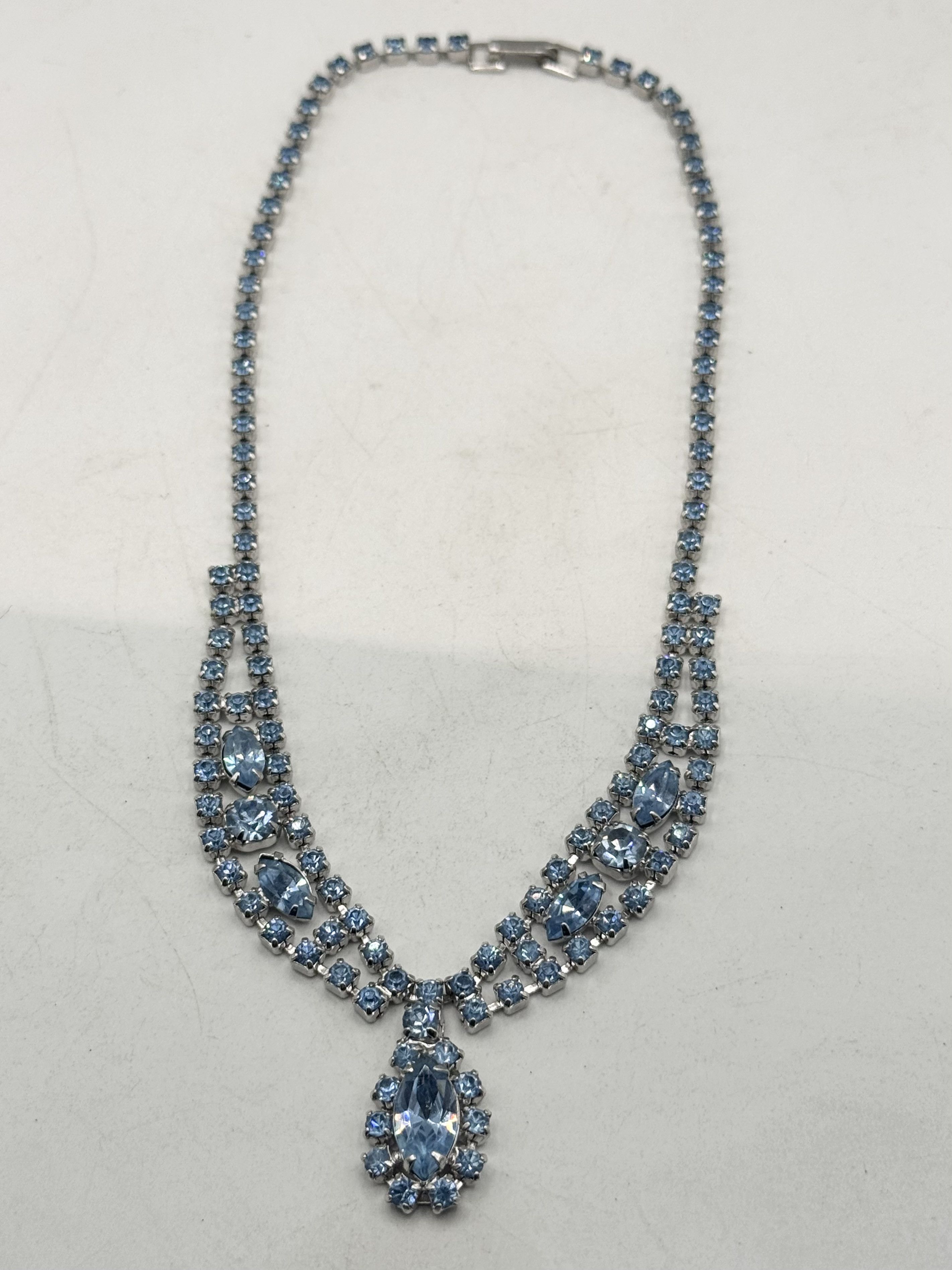 Vintage Vintage blue rhinestone collar necklace Size ONE SIZE - 3 Thumbnail