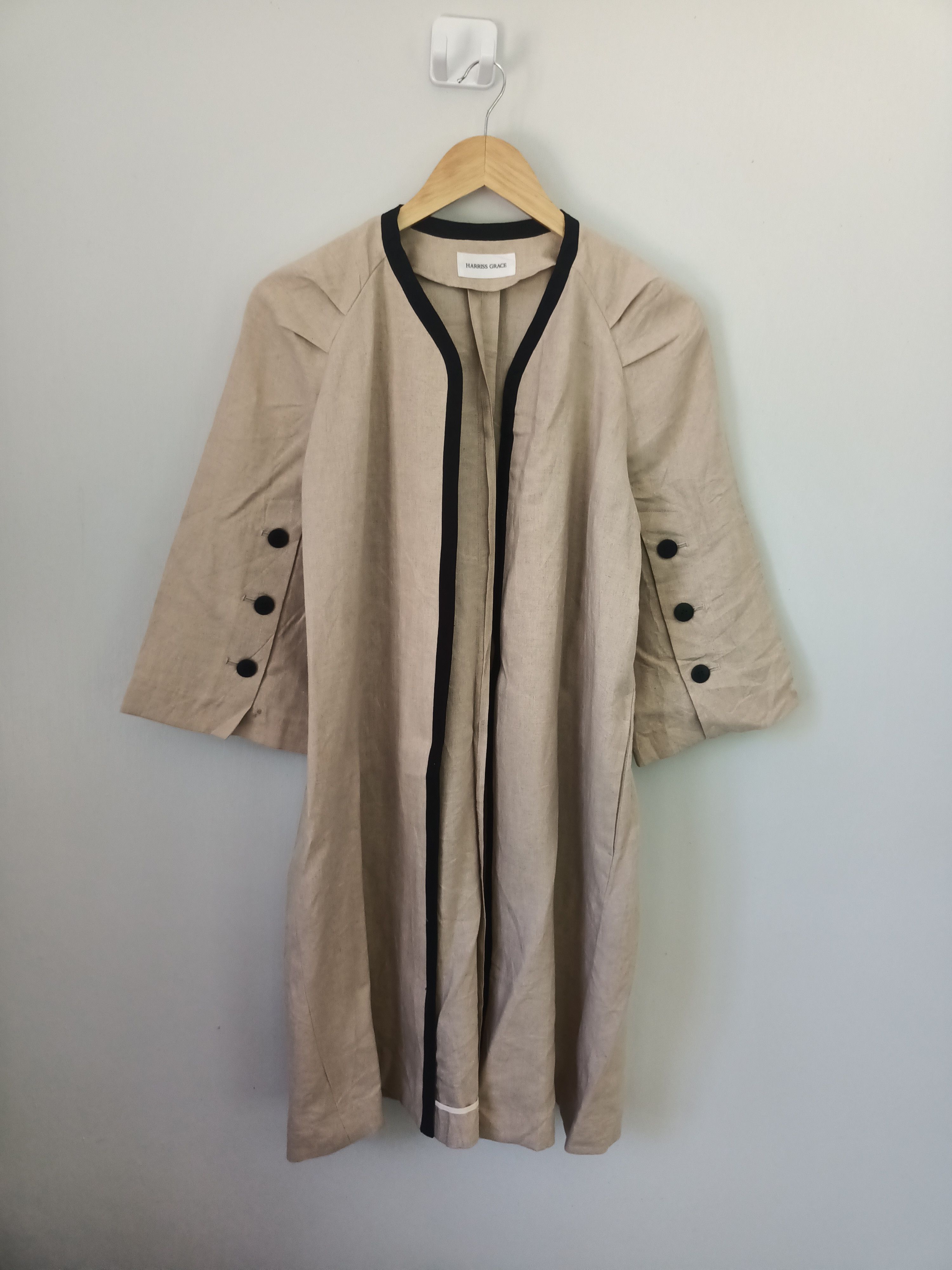 Japanese Brand HARRIS GRACE Beige Duster Coat Made in Japan🇯🇵 Size XS / US 0-2 / IT 36-38 - 1 Thumbnail