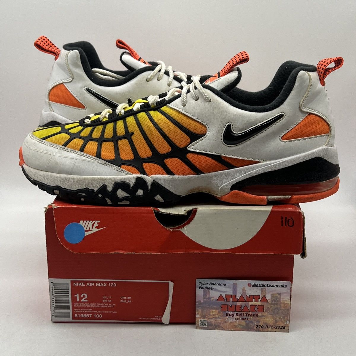 image of Nike Air Max 120 Hyper Orange White Shoes, Men's